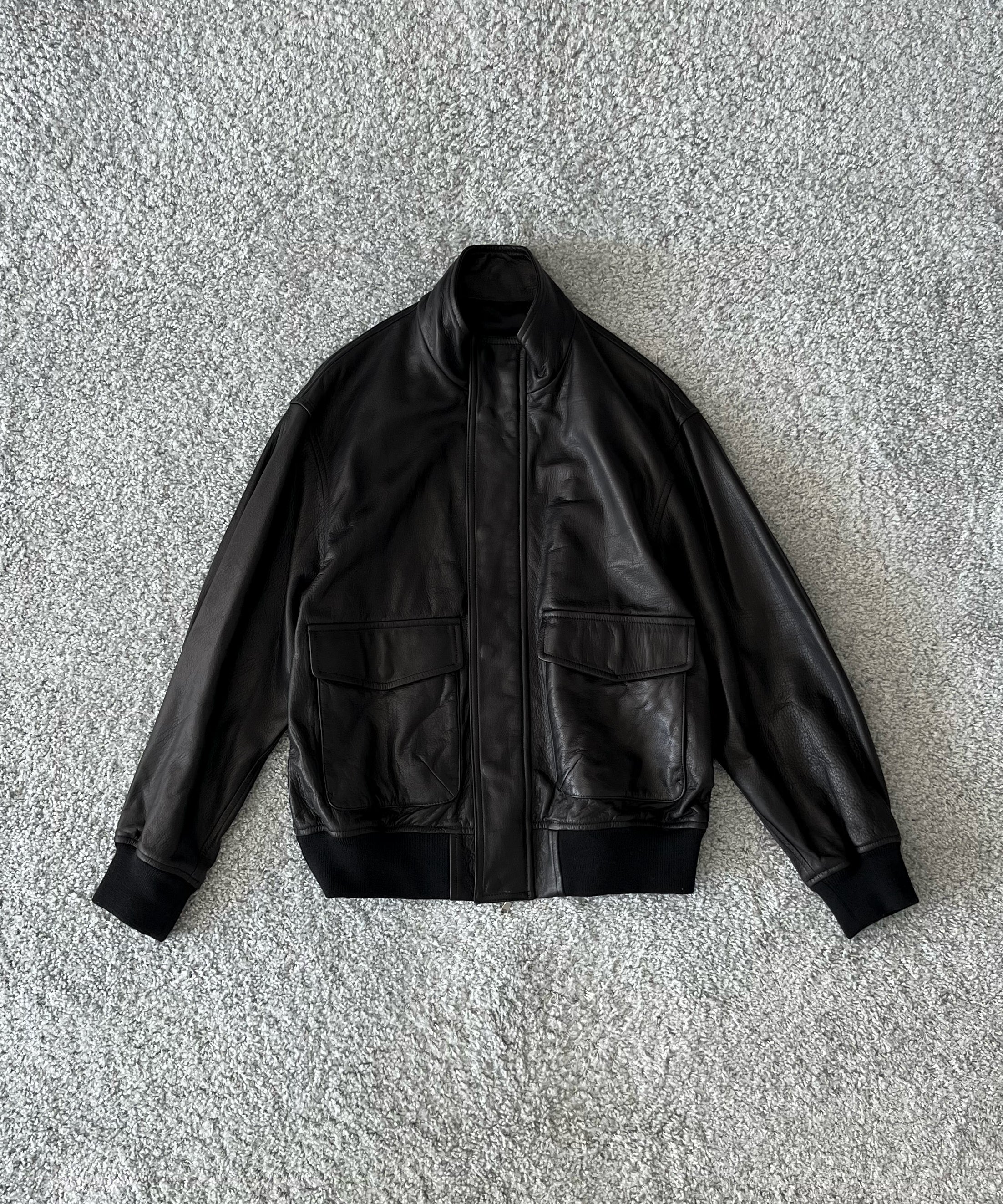 URU ウル レザージャケット ライダース ネイビー サイズ2 URU【ウル】Leather - zip up blouson 