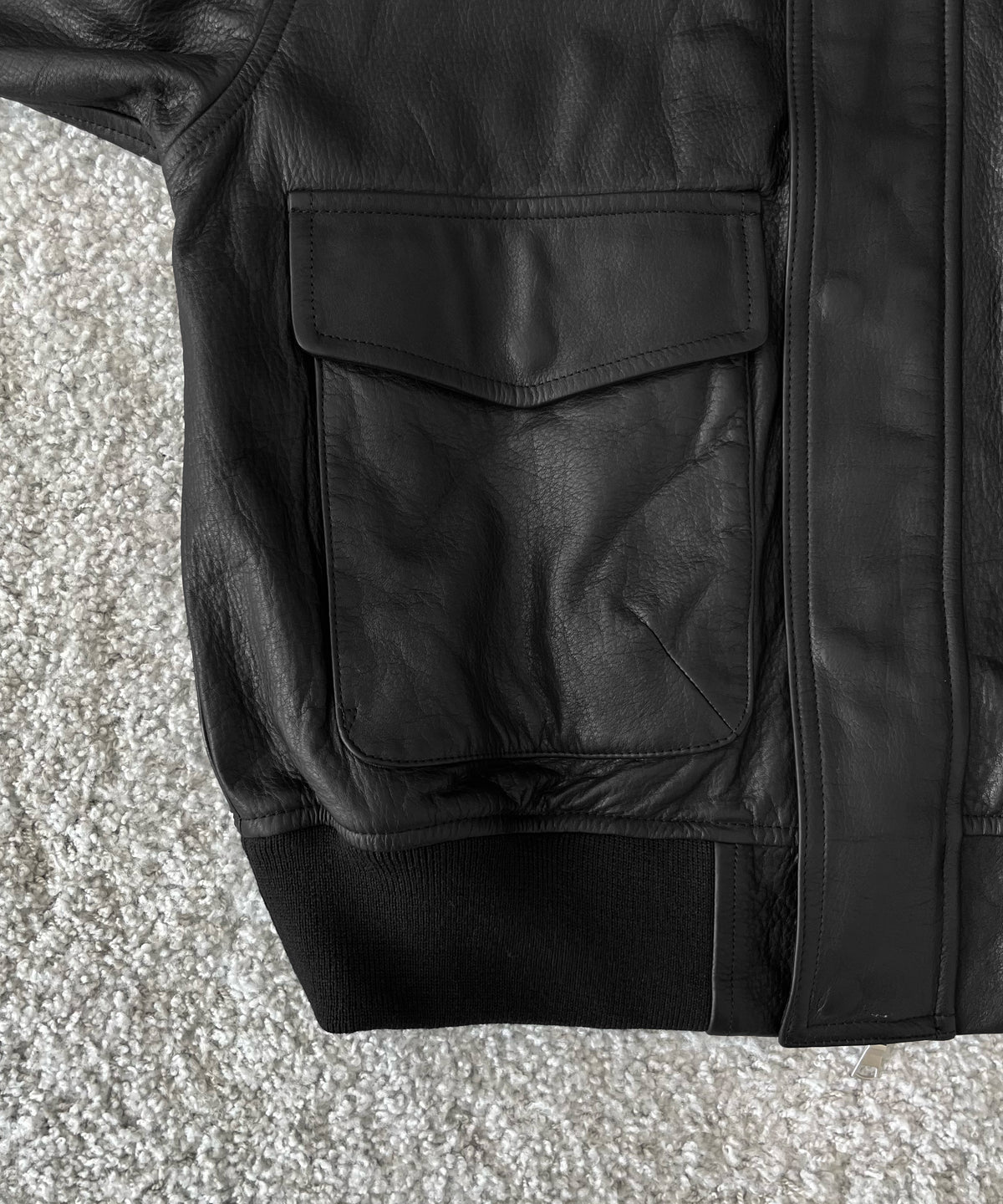 URU Leather - zip up blouson "BLACK"