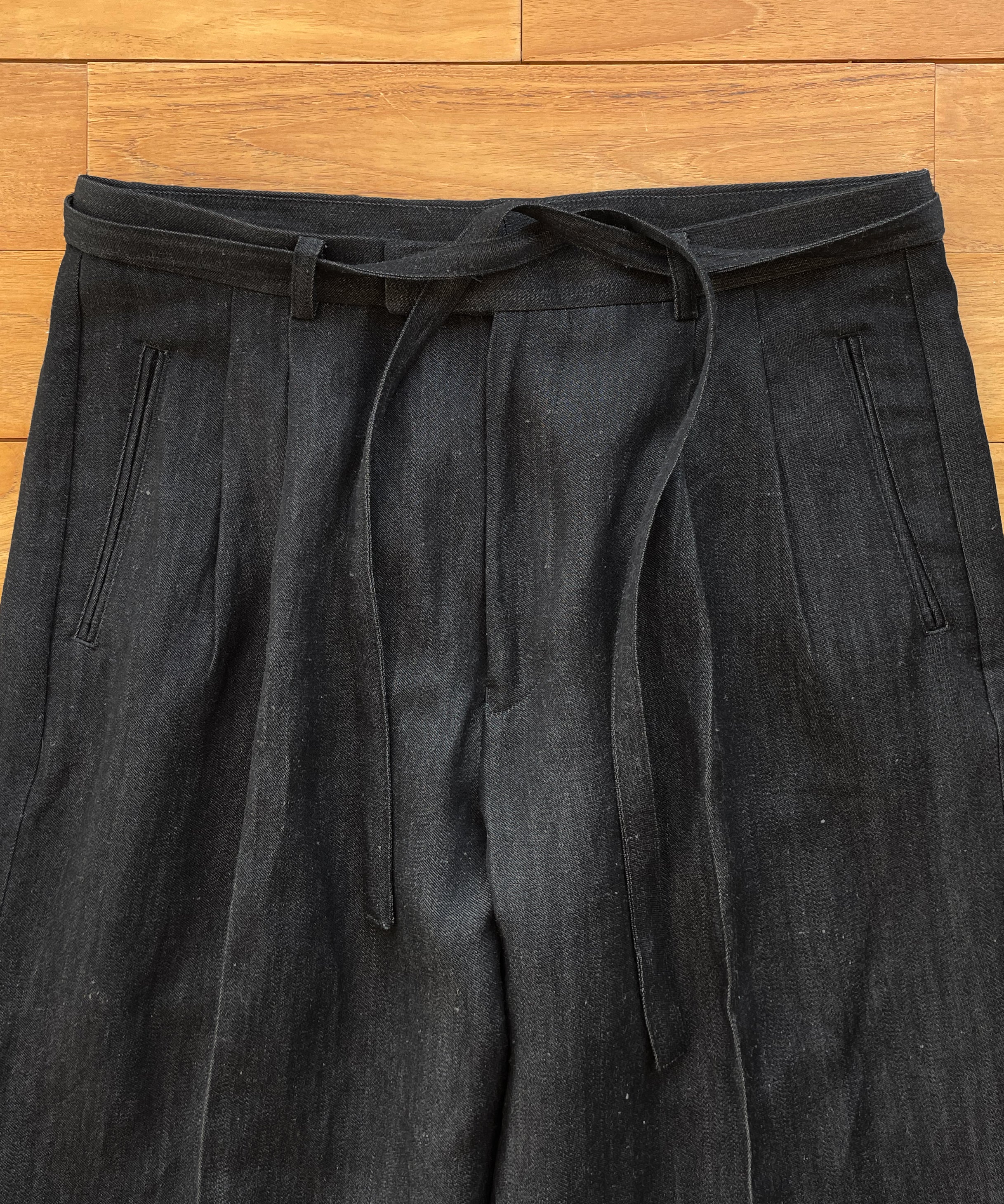 OLD FOLK HOUSE Wool & linen trousers "BLACK&NATURAL"
