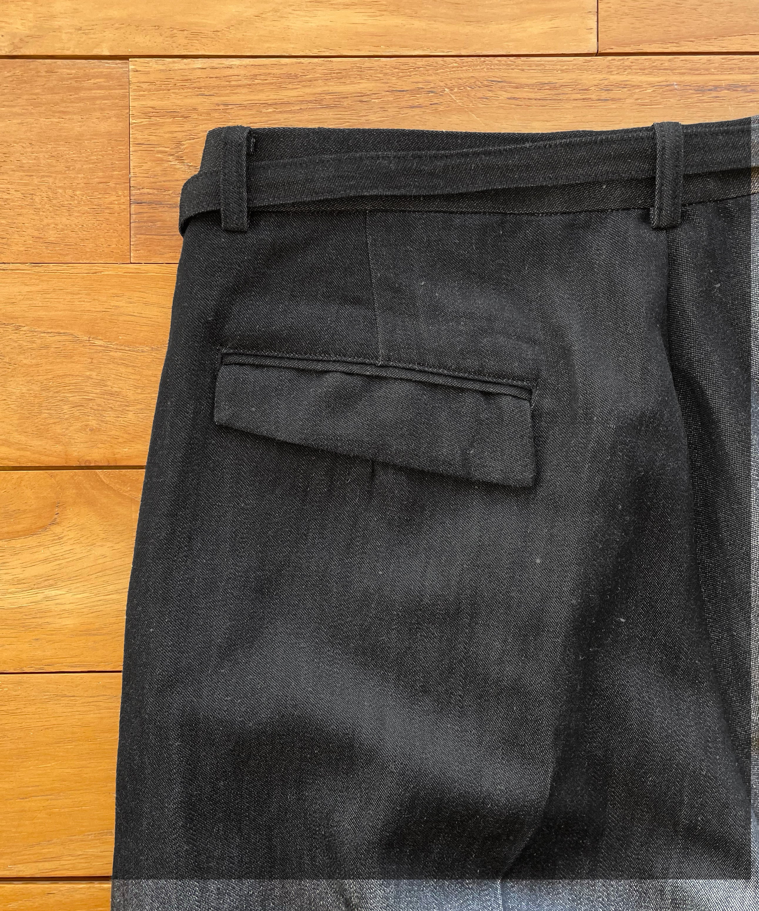 OLD FOLK HOUSE Wool & linen trousers "BLACK&NATURAL"