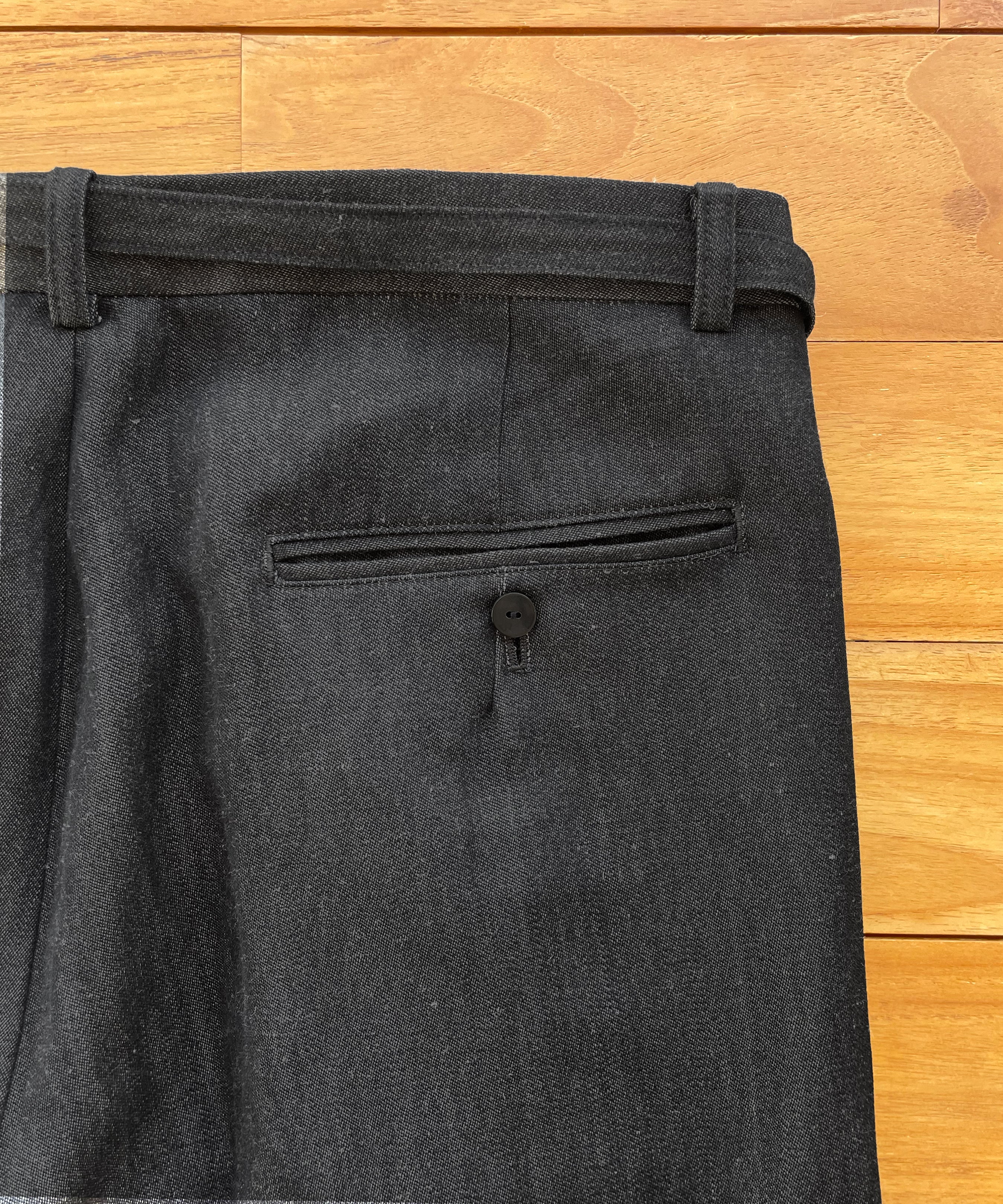 OLD FOLK HOUSE Wool & linen trousers "BLACK&NATURAL"