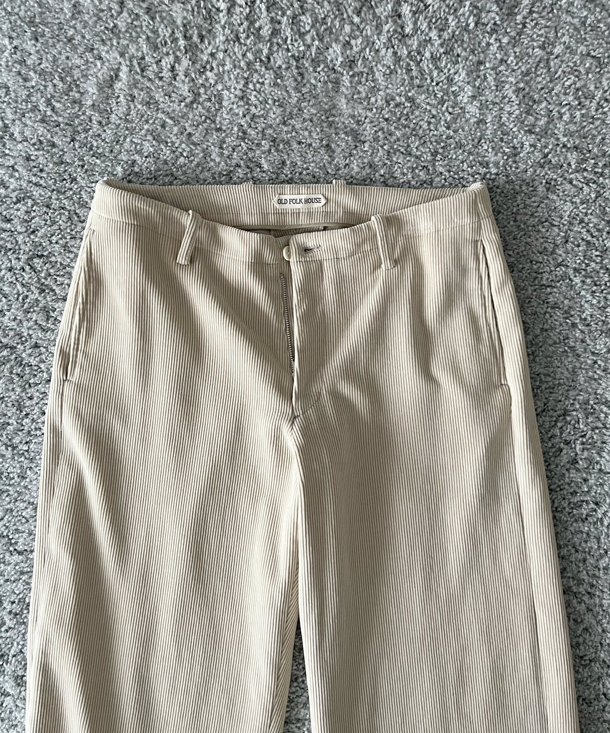 OLD FOLK HOUSE Cotton & rayon corduroy pants "OFF-WHITE"