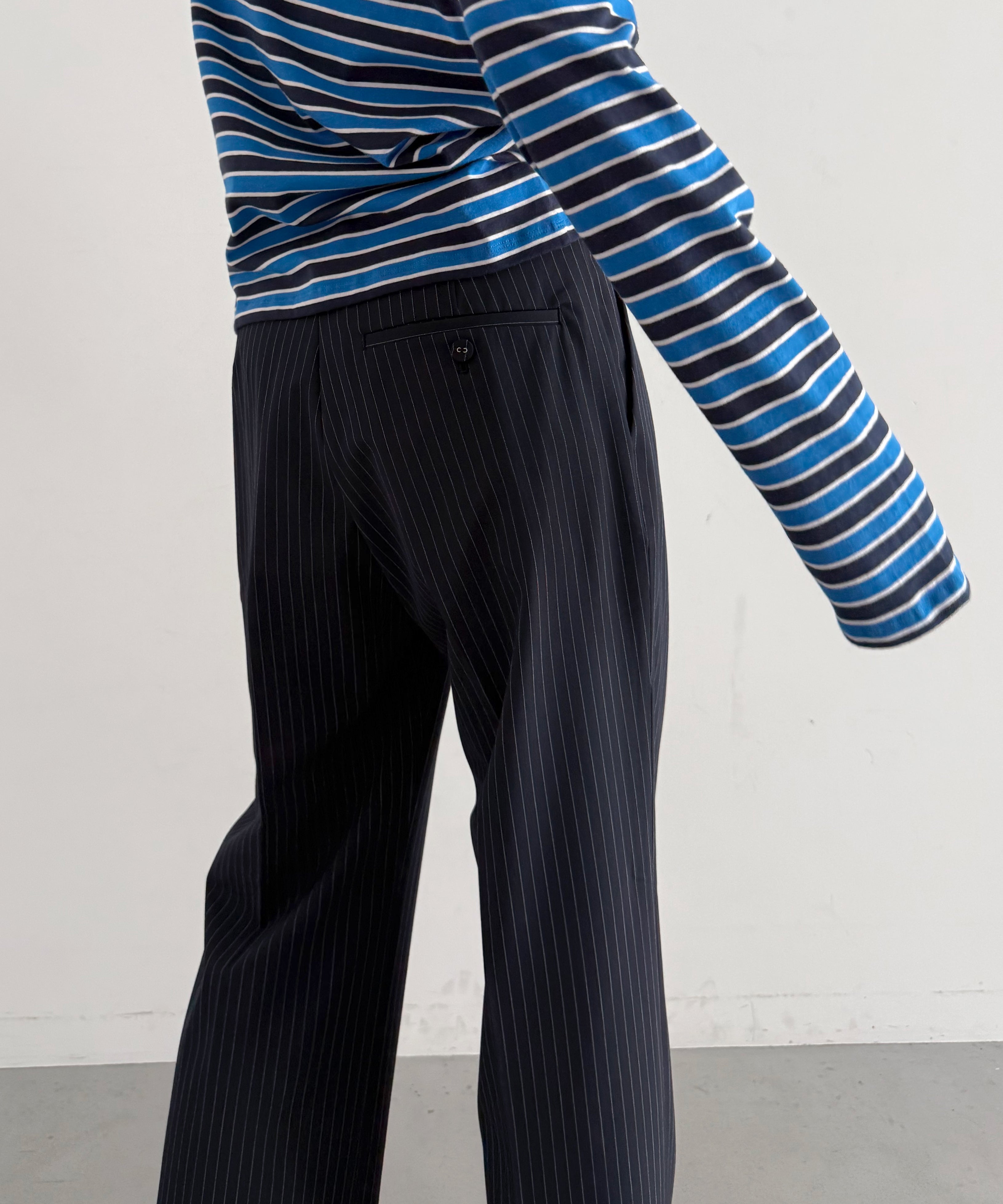 KAIKO Low rise slacks "NAVY STRIPE"