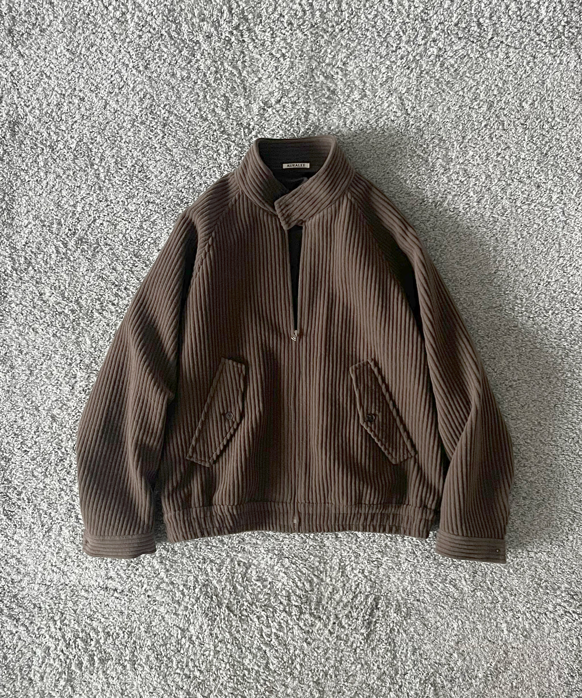 AURALEE Wool cashmere corduroy zip blouson “SMOKY BROWN”