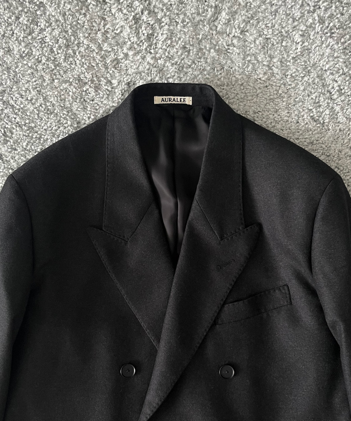 AURALEE Wool fulling flannel double-breasted jacket “TOP CHARCOAL”