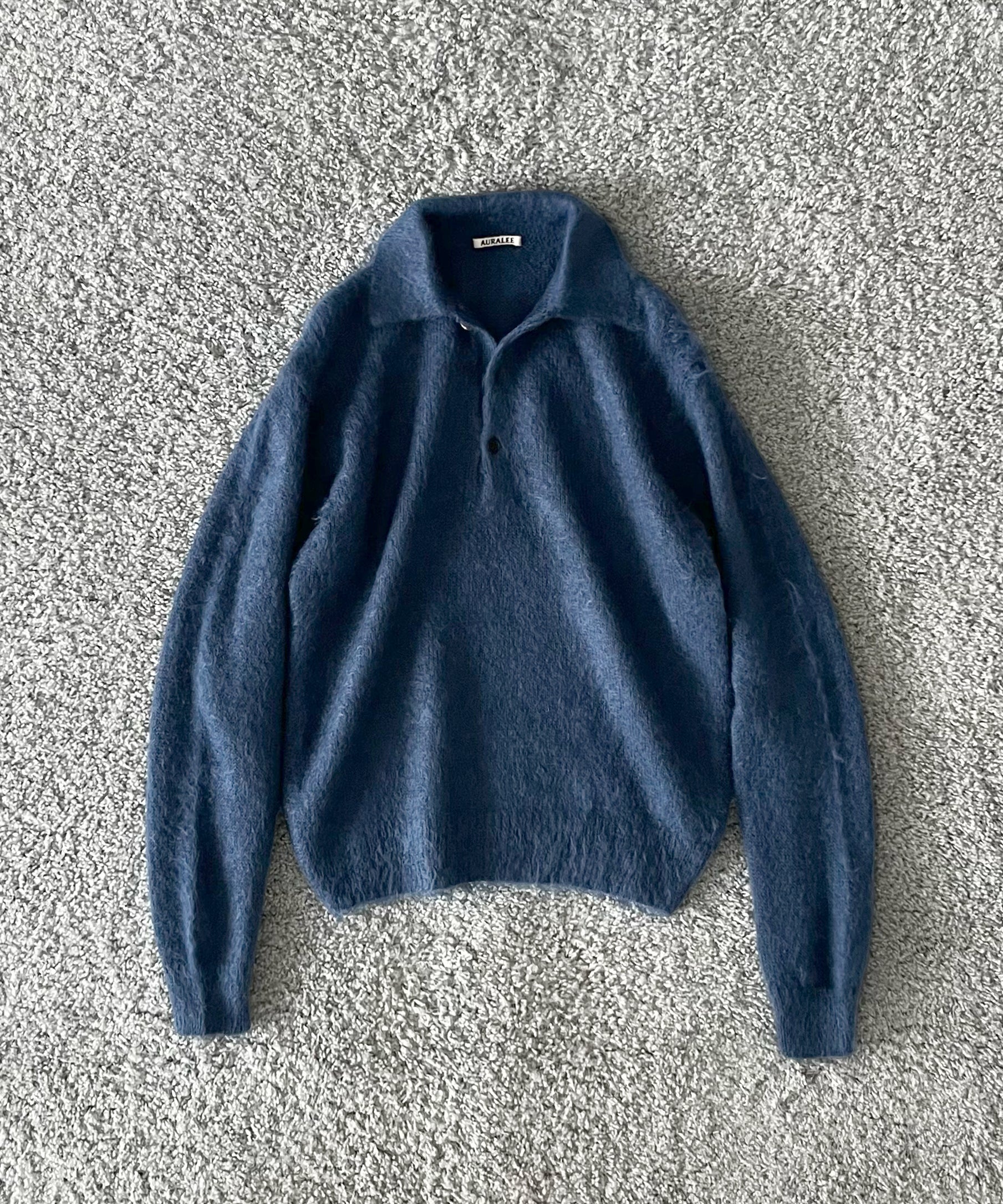 AURALEE【オーラリー】Brushed super kid mohair knit polo “LIGHT