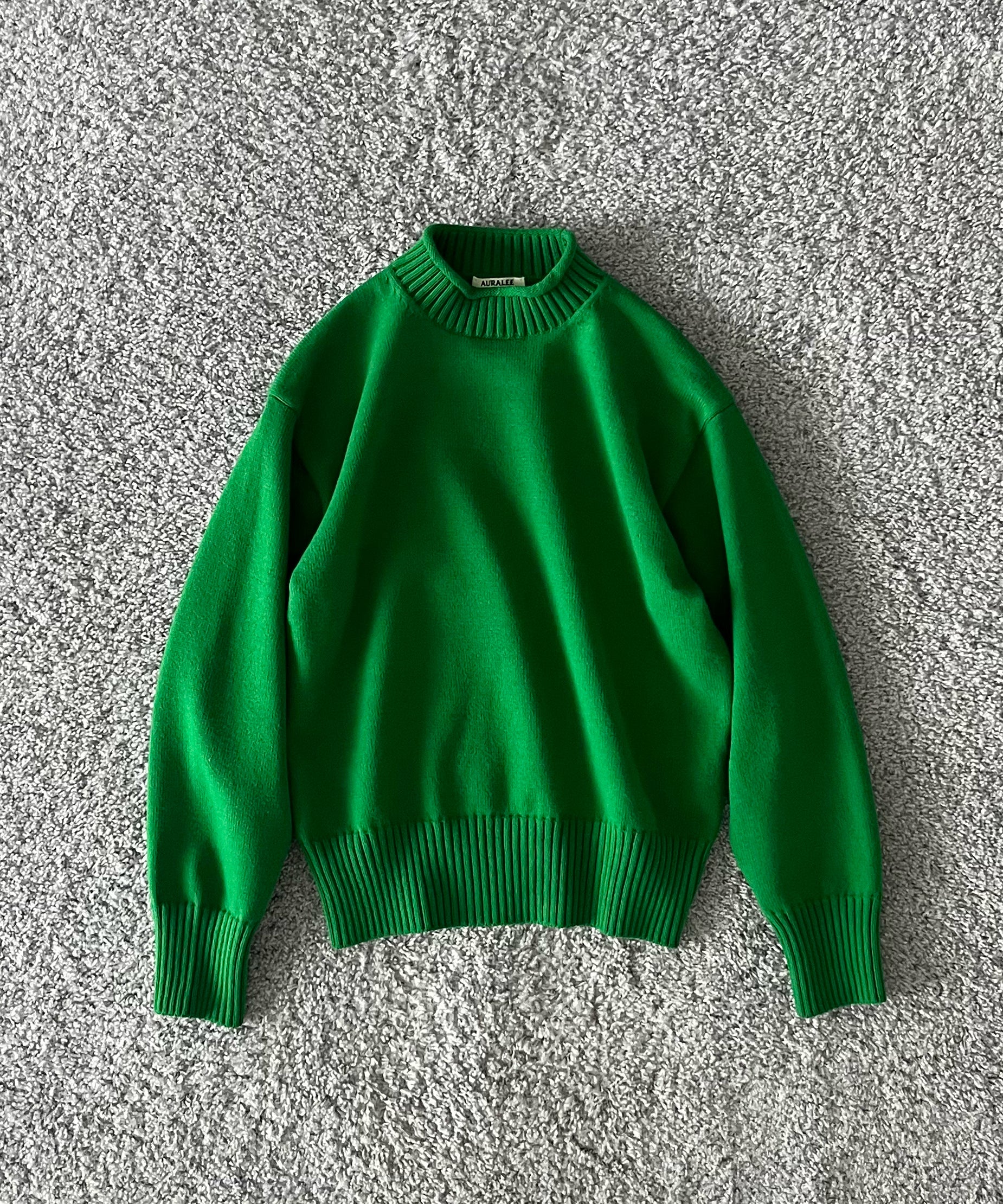 AURALEE【オーラリー】Super fine wool knit mock neck p/o “GREEN”｜O