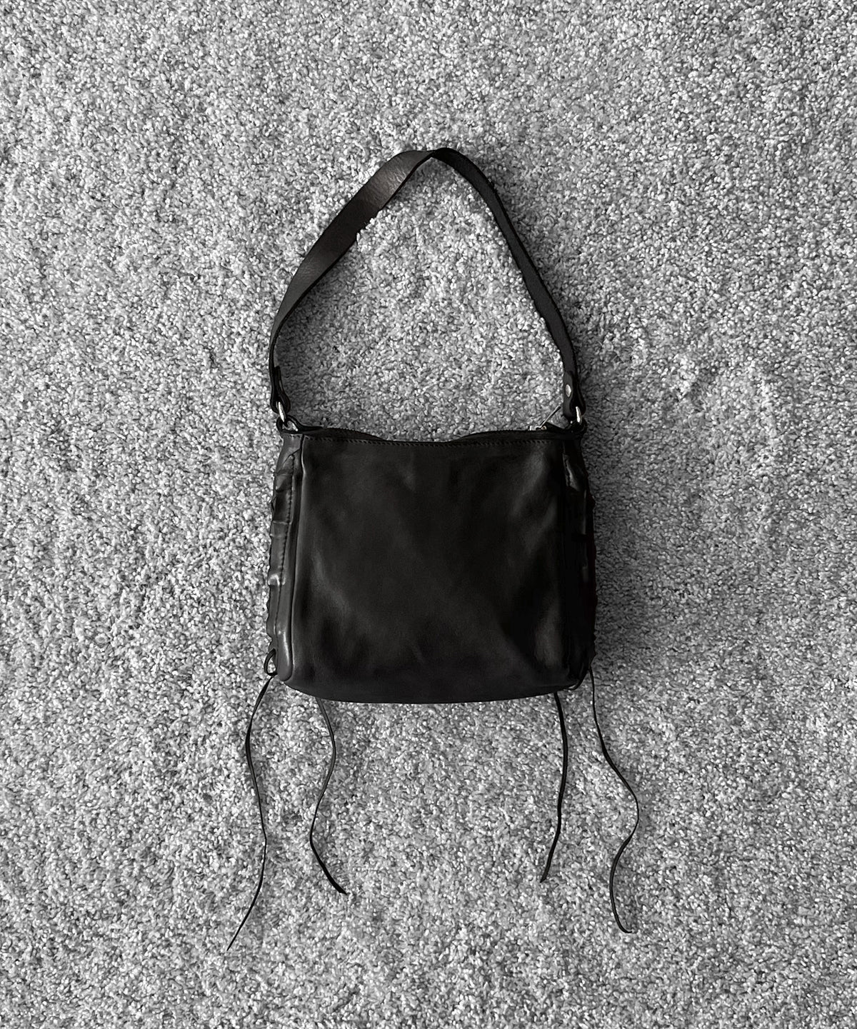 GUIDI Hidden laces mini shoulder bag “BLACK”