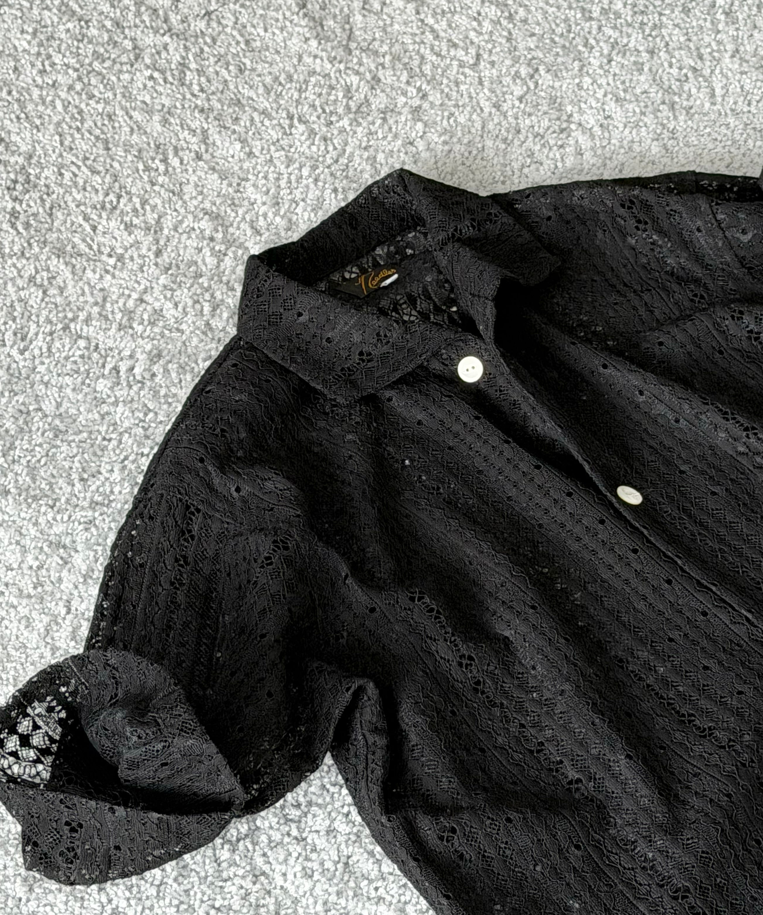 NEEDLES S/s widespread collar shirt-ras lace "B-BLACK B"