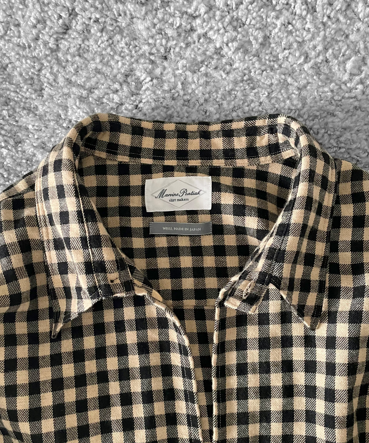 Marvine Pontiak Shirt Markers Skipper sh "BEIGE × BLACK GINGHAM”