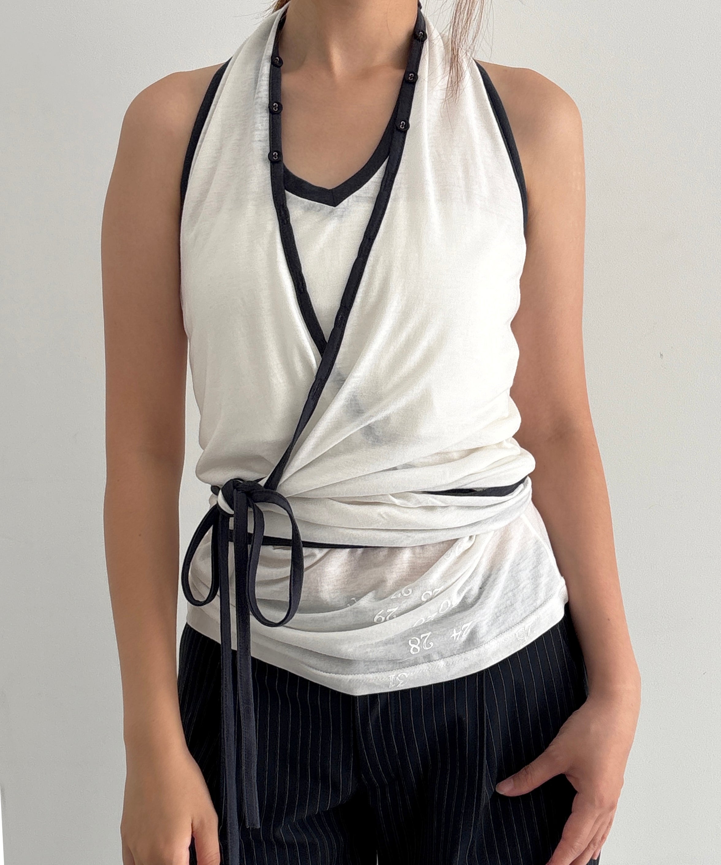ULIKASANCTUS Halter warp sleeveless "IVORY"