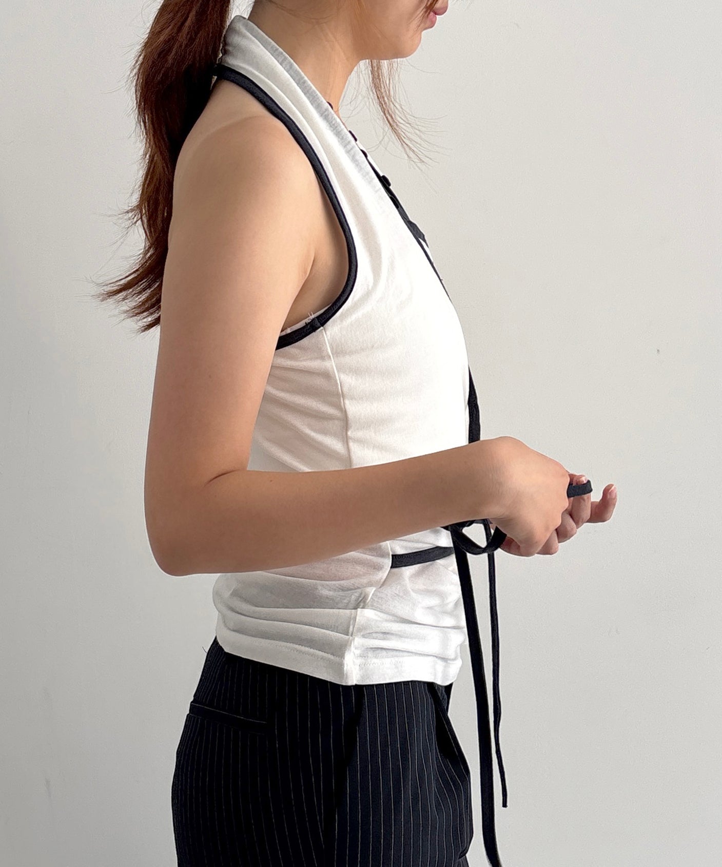 ULIKASANCTUS Halter warp sleeveless "IVORY"