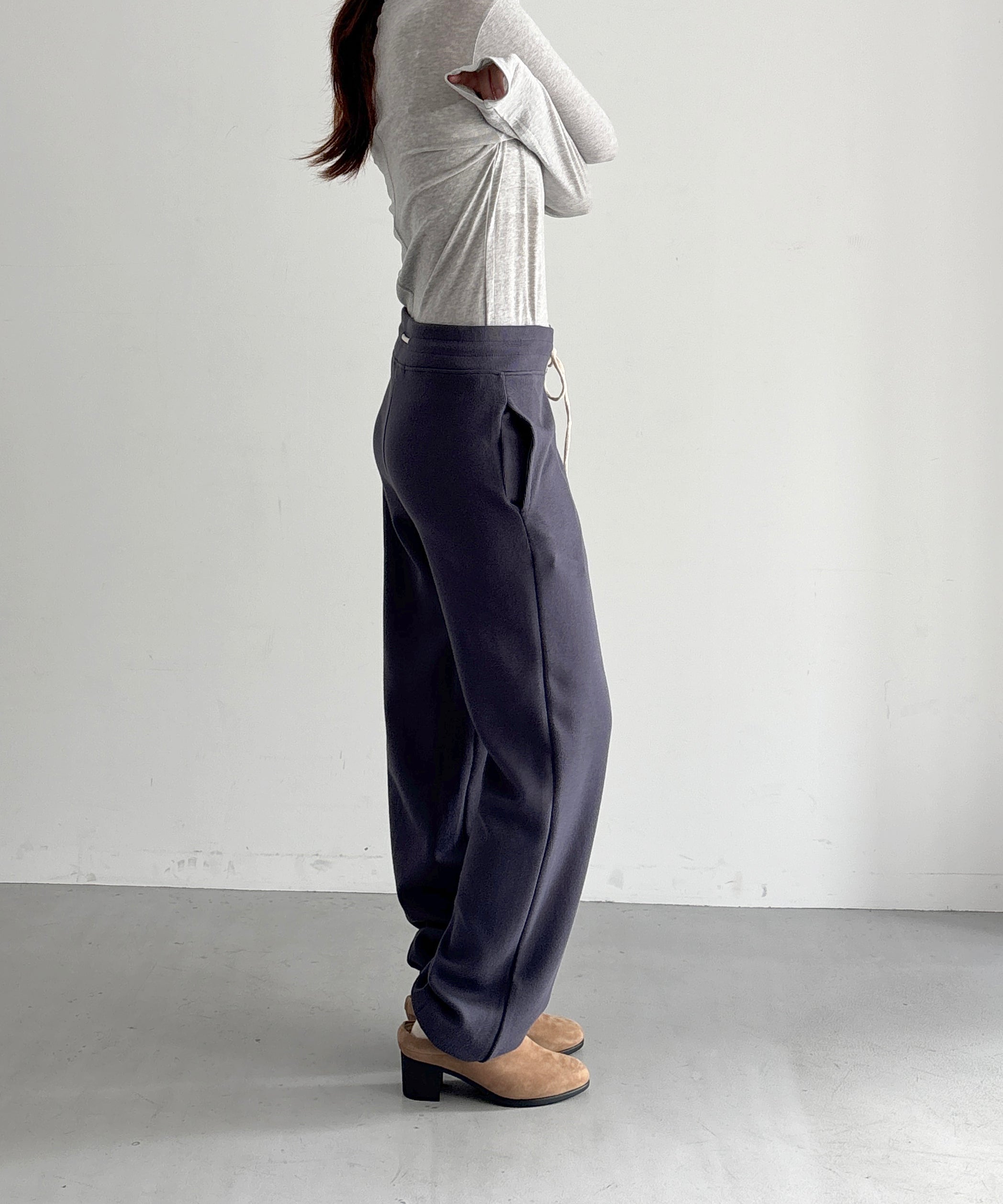 ULIKASANCTUS Curtain jersey pants "NAVY" XS S
