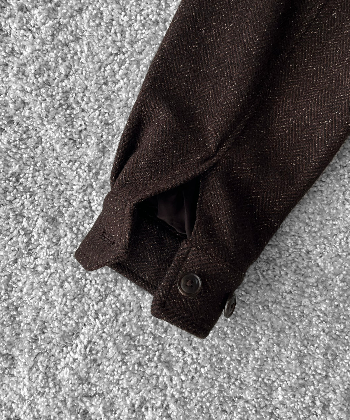 URU Silk napped tweed - zip up blouson "D.BROWN"