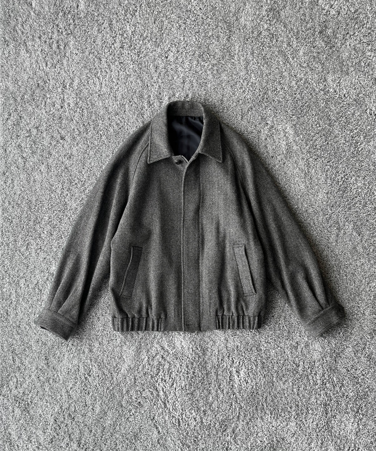 URU Silk napped tweed - zip up blouson "D.BROWN"