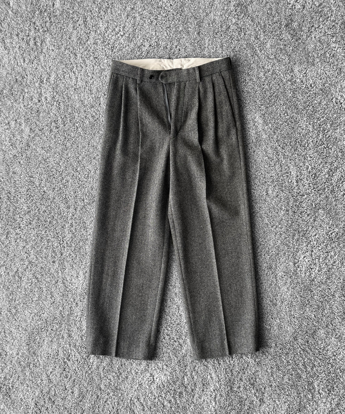 URU Silk napped tweed - 2 tuck pants "D.BROWN"