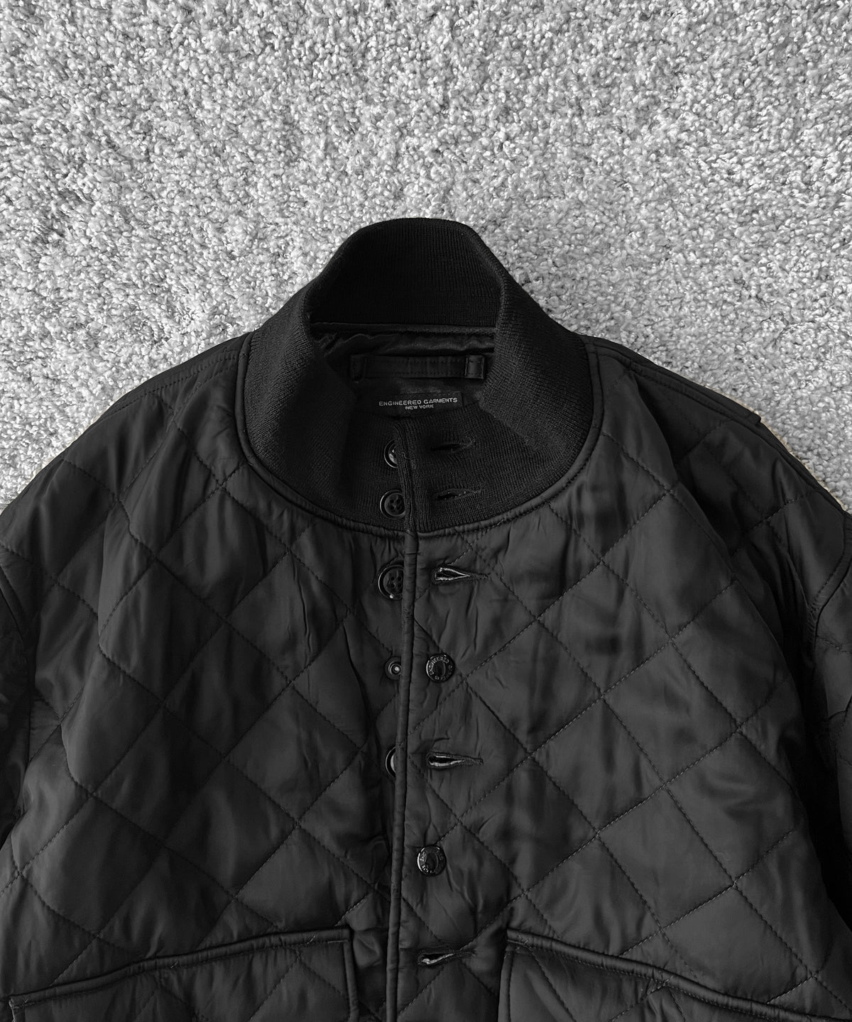 Engineered Garments A-1 jacket - polyester diamond quilt “BLACK”