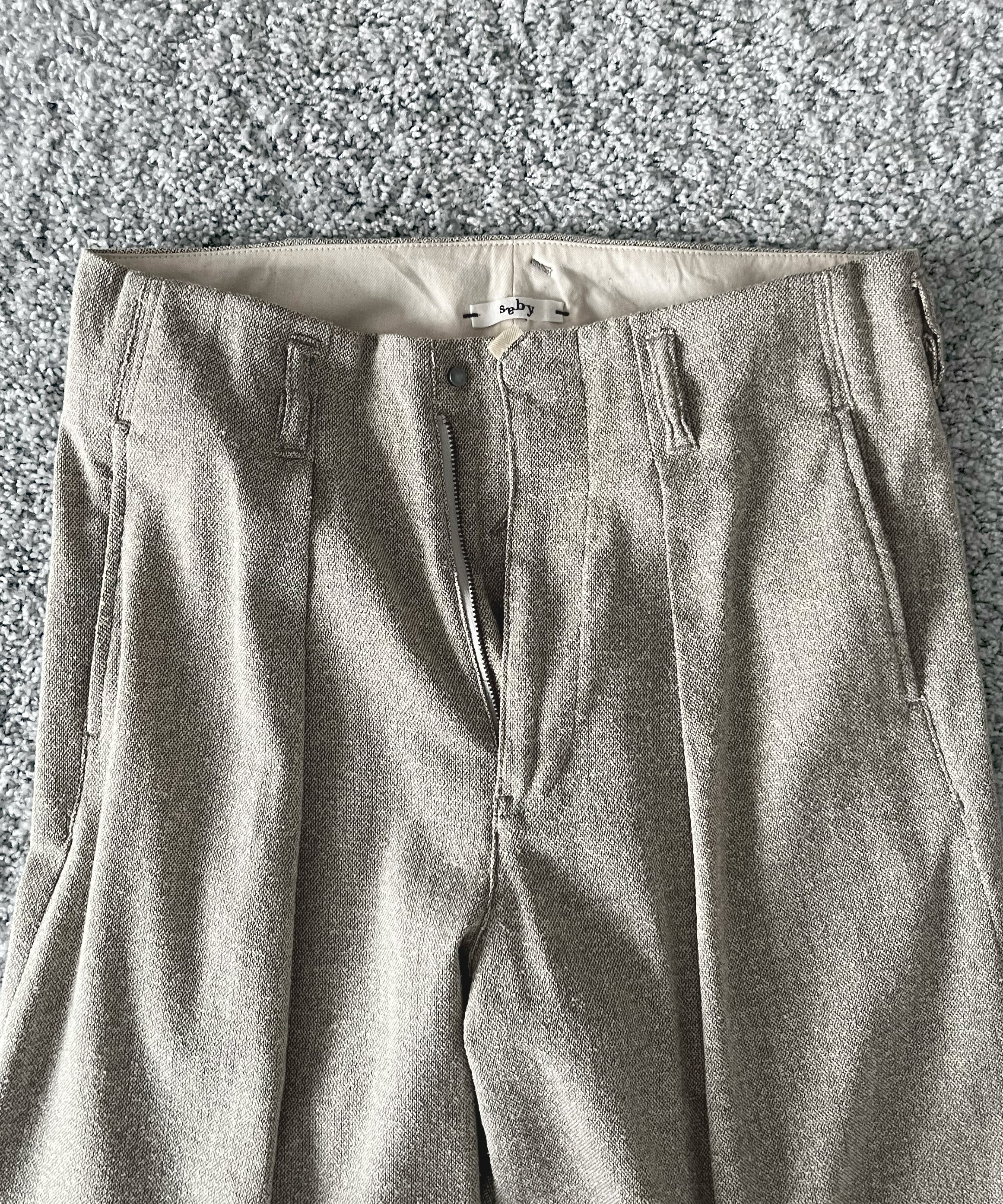 saby Tuck-baggy type 3 - bishu japan silk linen fab - "OFF×CREAM GRY"