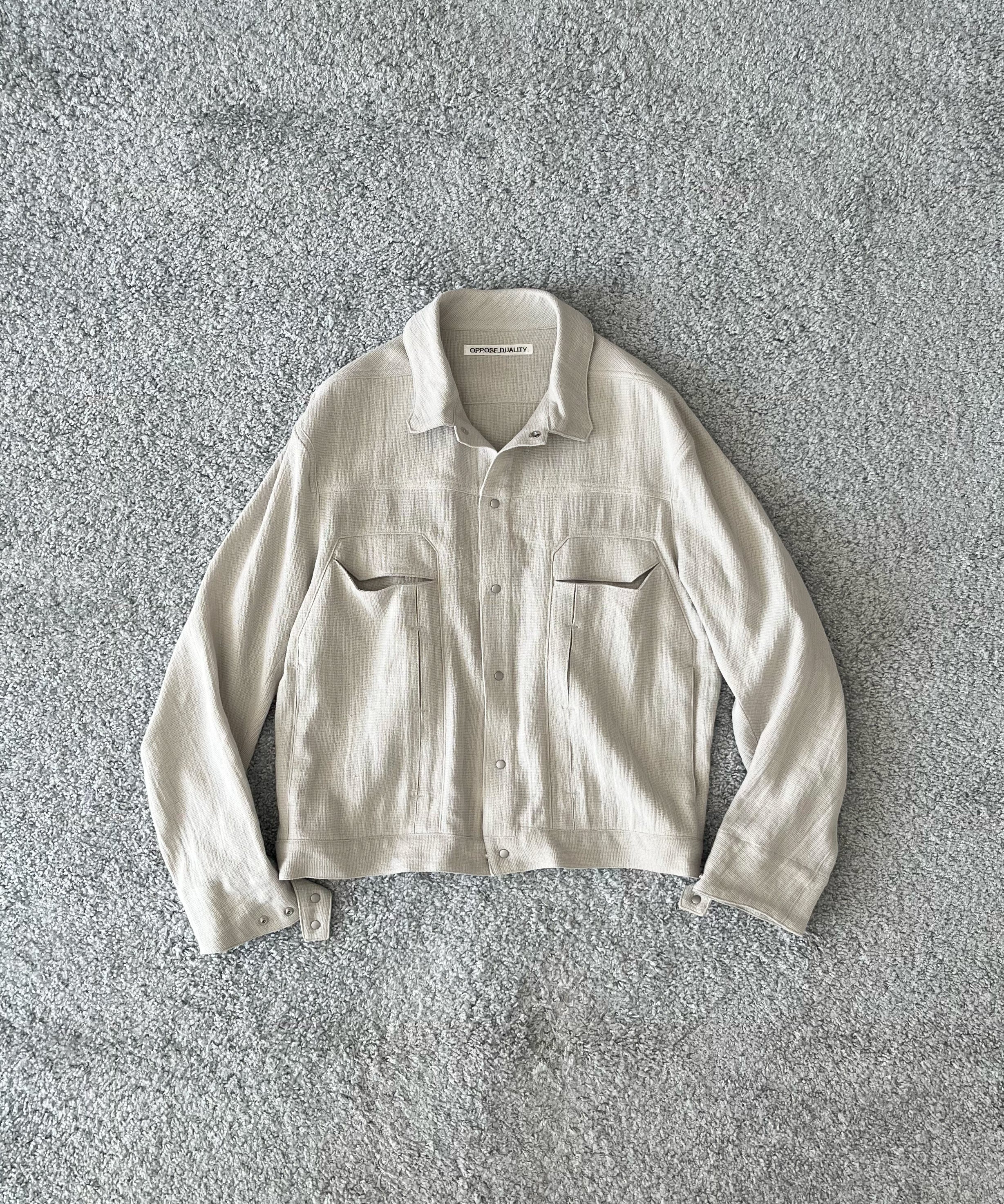 OPPOSE DUALITY 6Pocket panel linen jkt "WHITE"