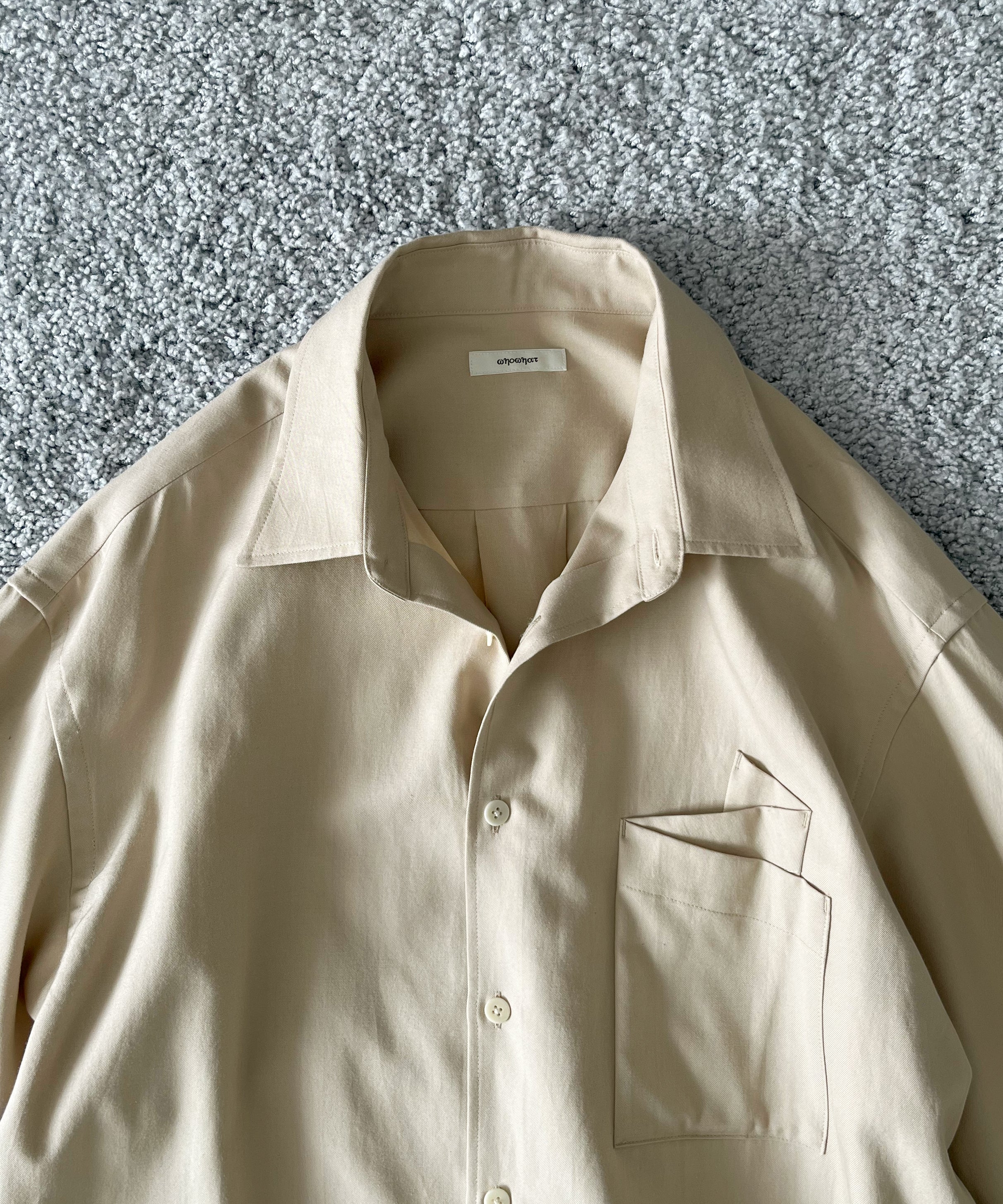 WHOWHAT Origami pocket shirt <long sl> "BEIGE"