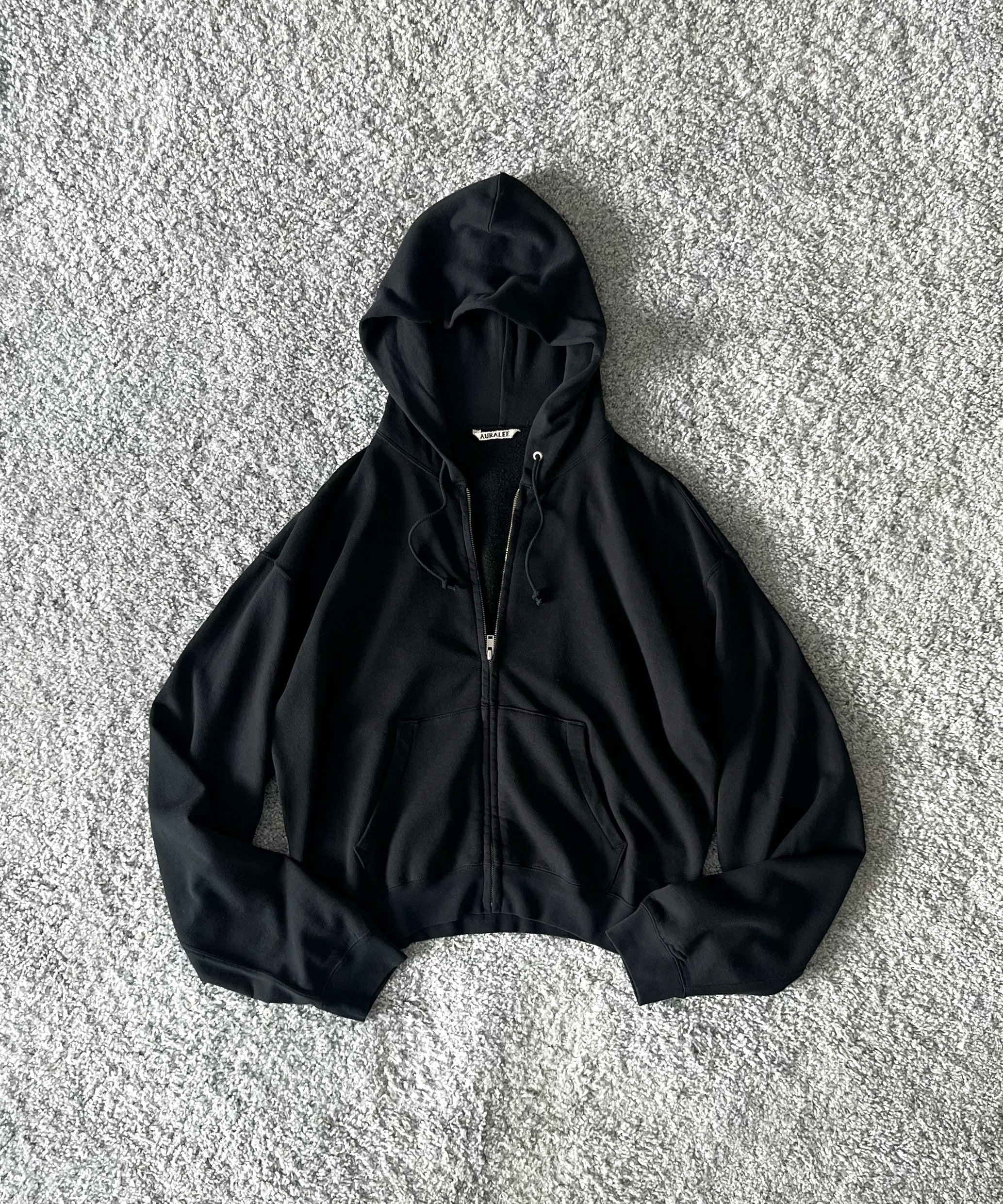 AURALEE High twist light sweat zip parka "INK BLACK"