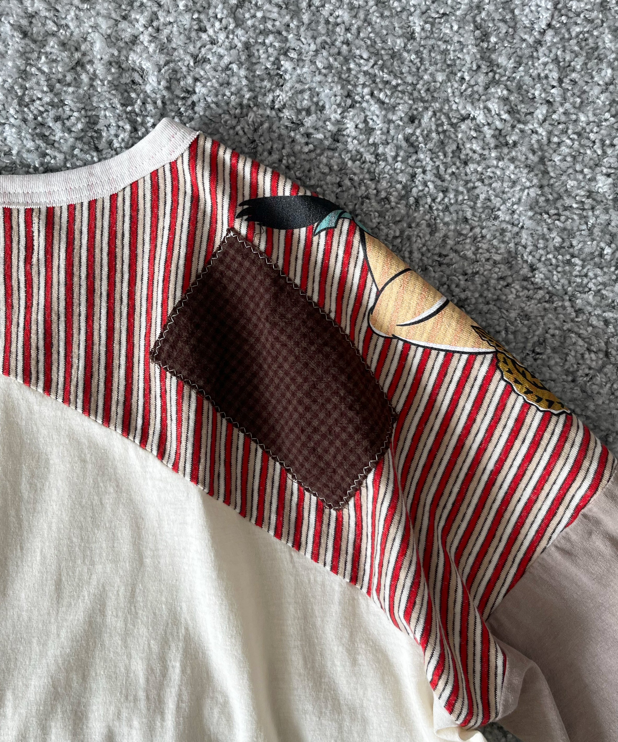 FAF(FAKE AS FLOWERS) Stripe raglan "ECRU"