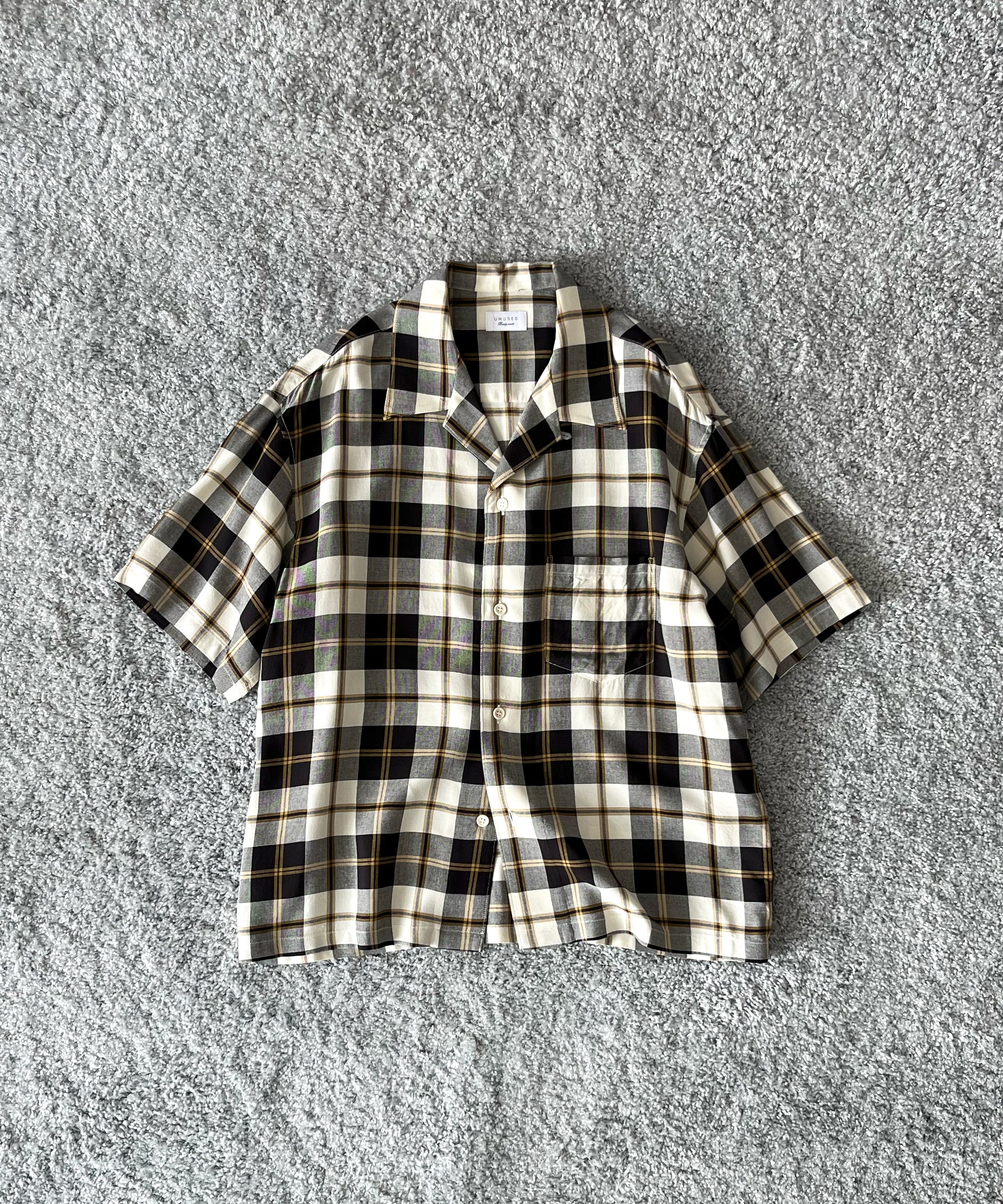 UNUSED Us2563 short sleeve rayon check shirt "NAVY"