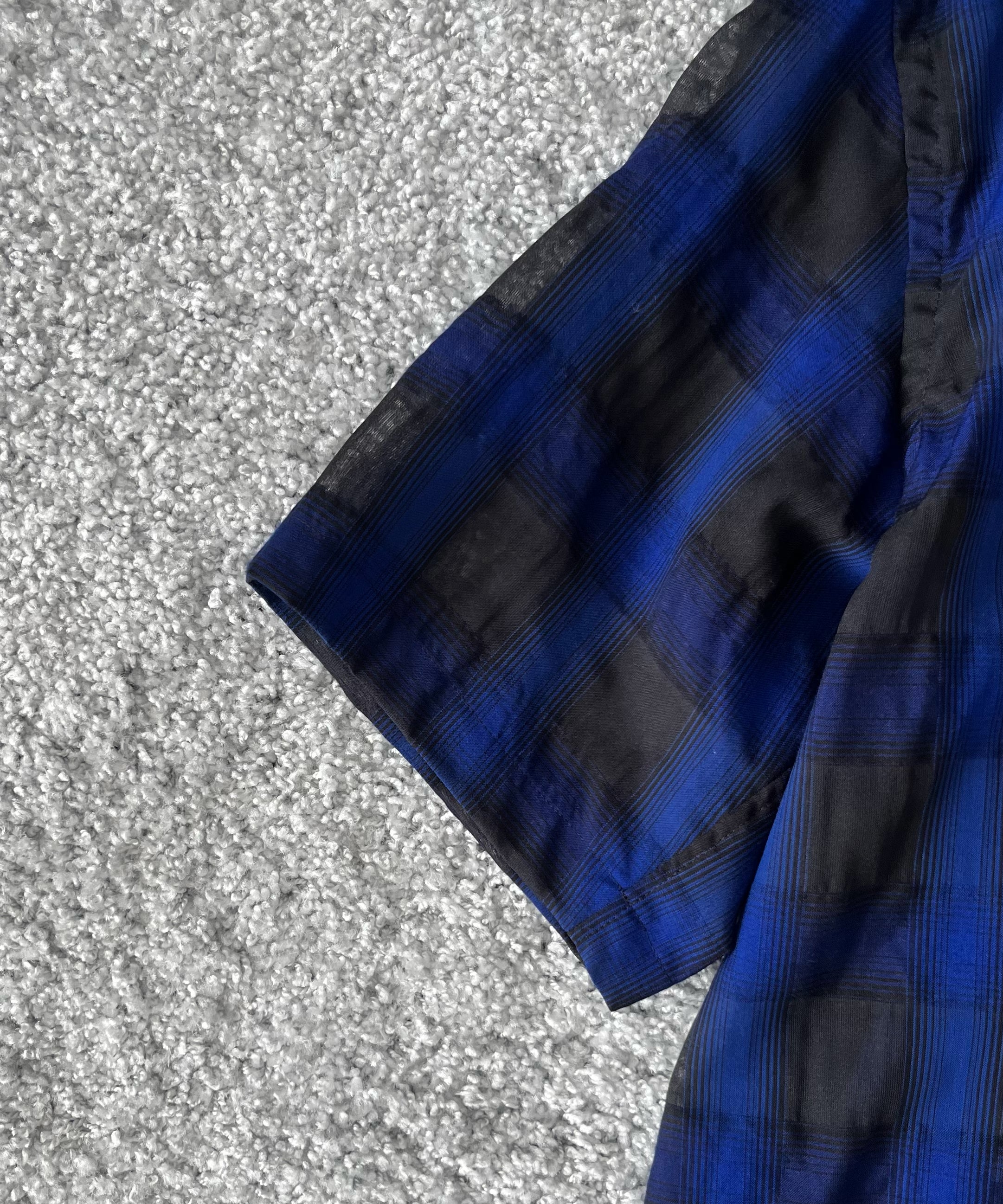 my beautiful landlet Sheer check s/s shirt "BLUE CHECK"
