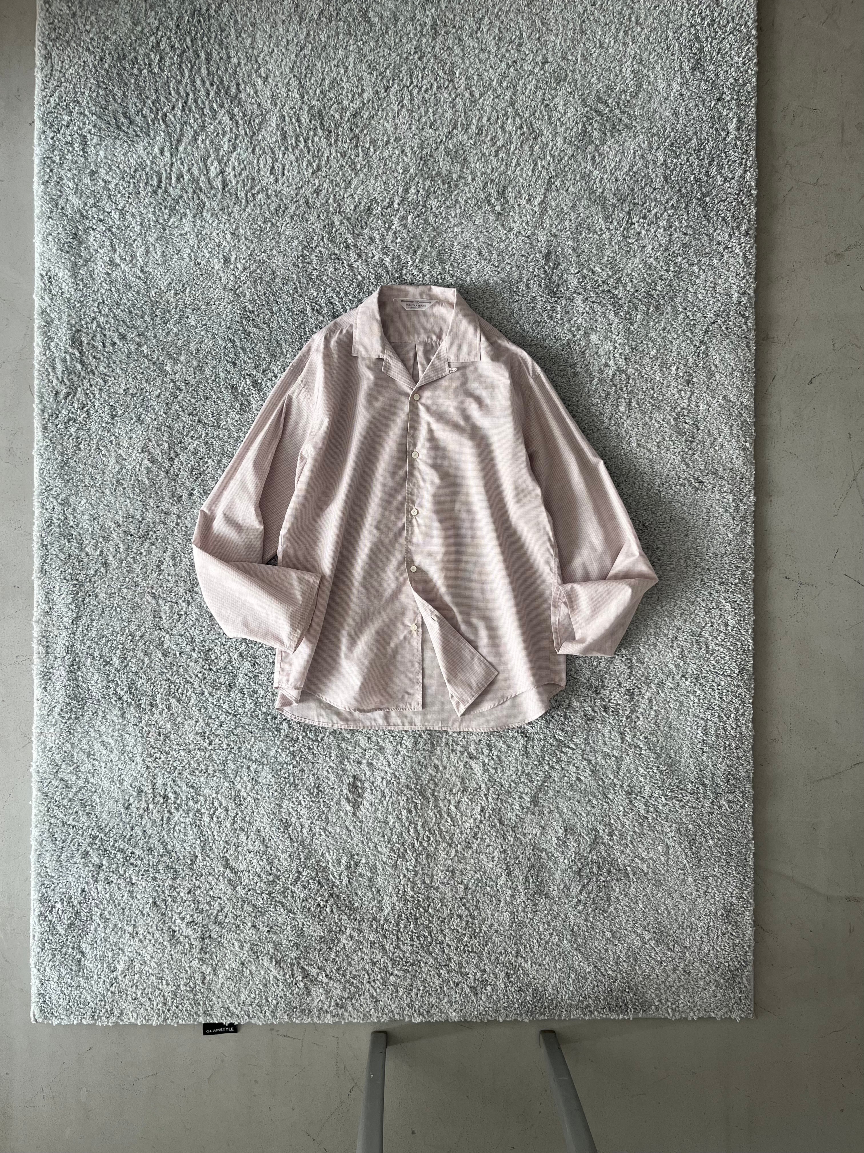 OLD FOLK HOUSE Cotton & lyocell lounge shirt "WHITE & BURGUNDY (PLAID)"