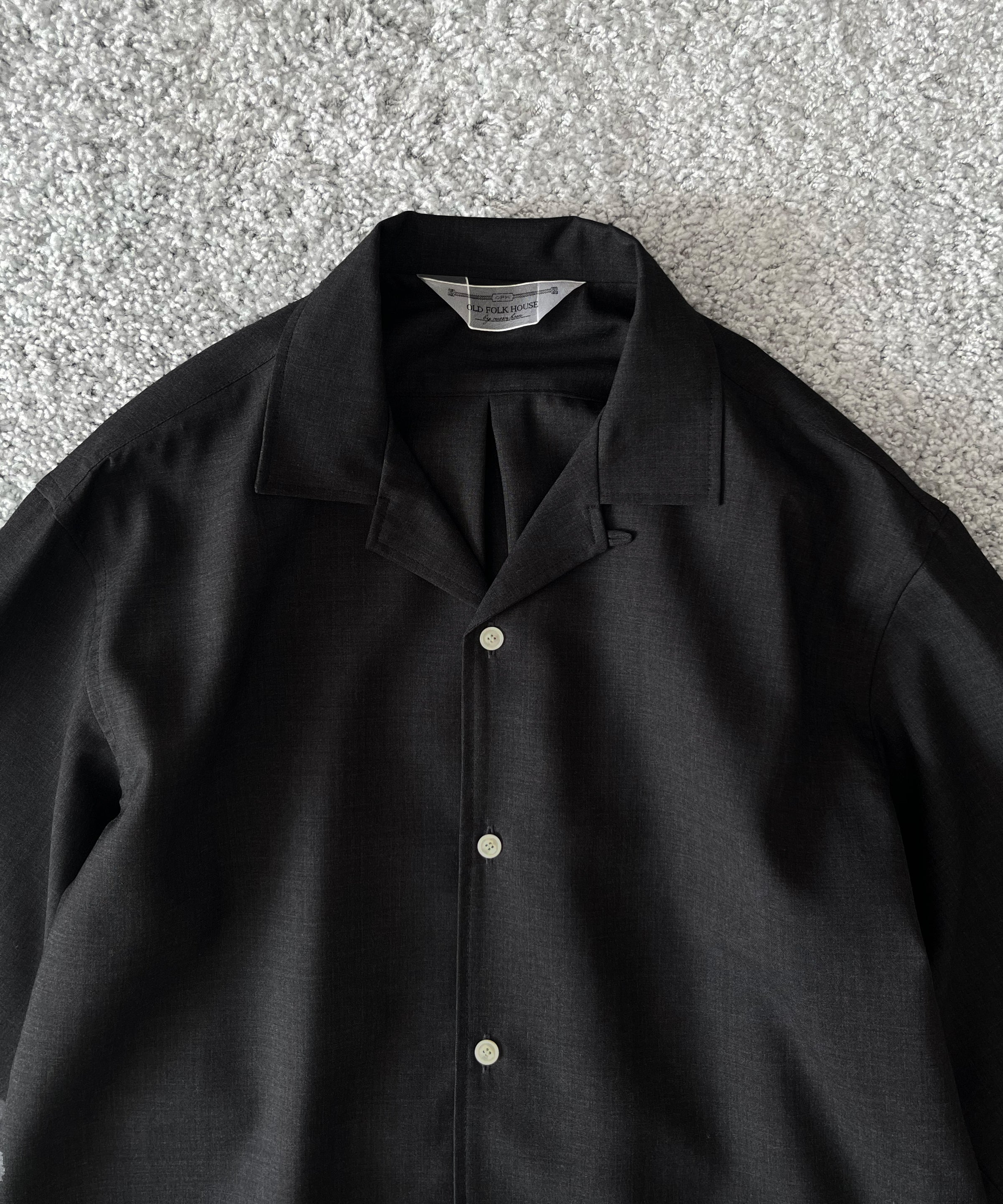 OLD FOLK HOUSE Wool lounge shirt "DARK GRAY"