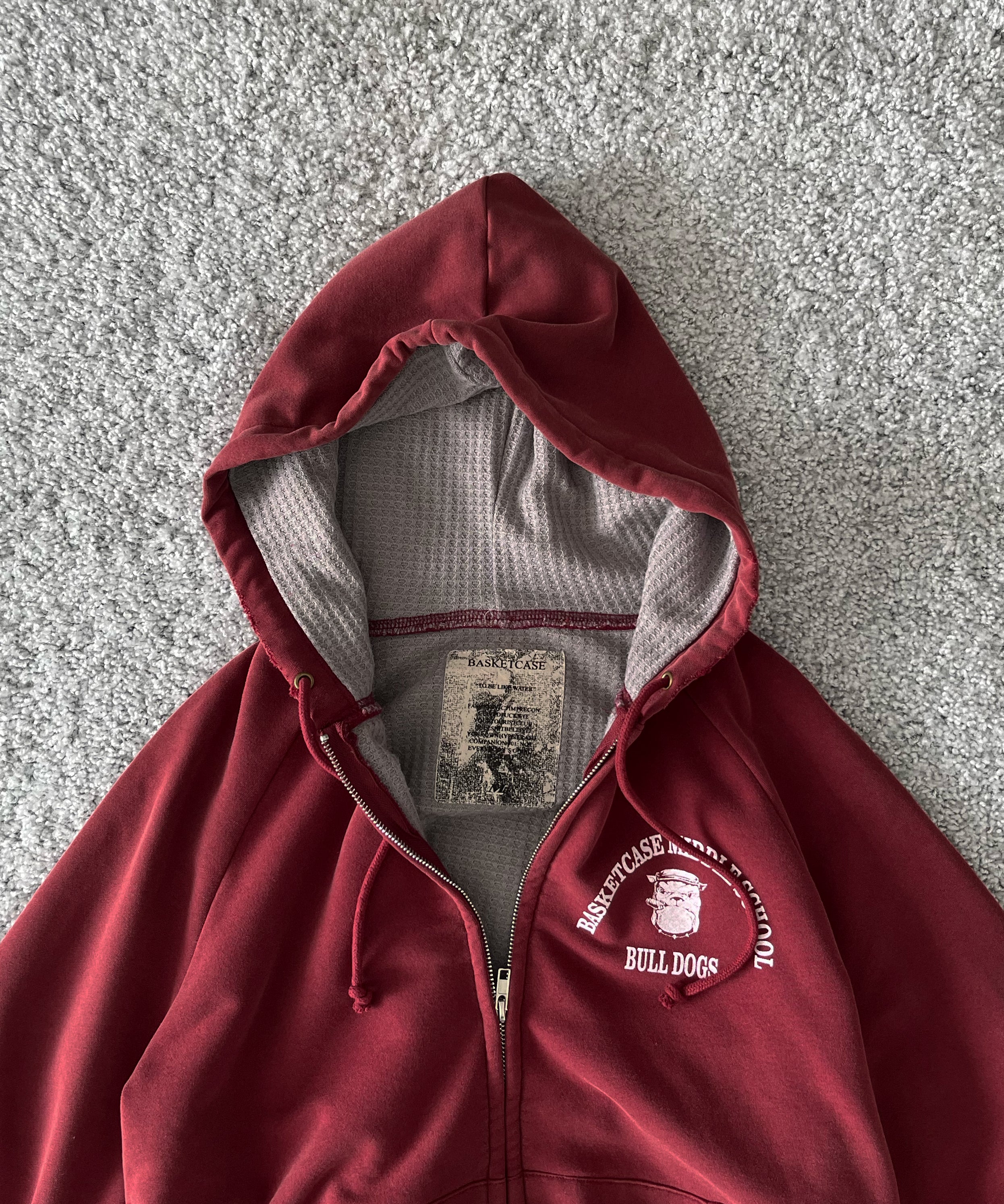 Basketcase Bulldog, thermal lined zip "RED"
