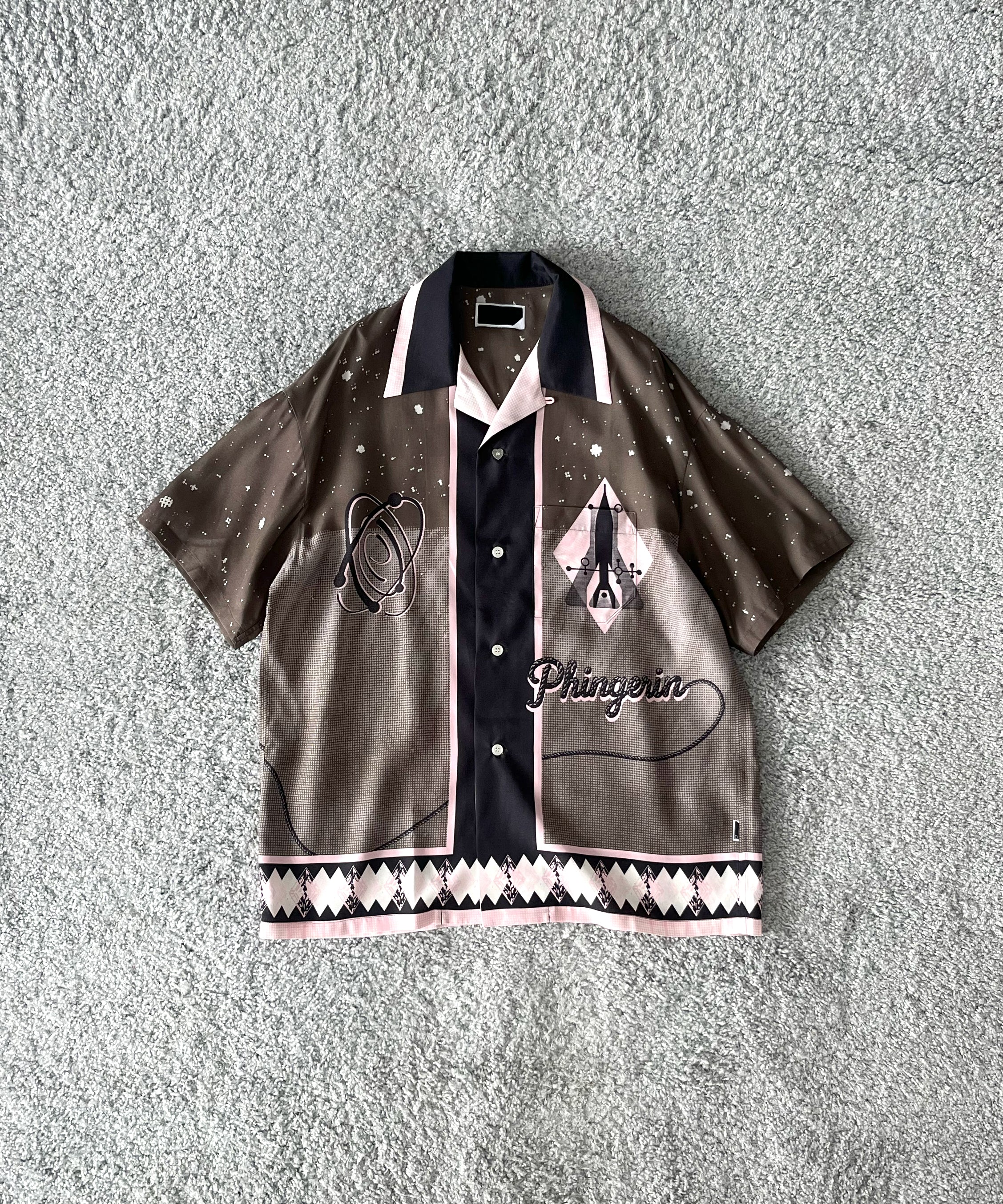 PHINGERIN Summer shirt space "A:DARK BROWN"