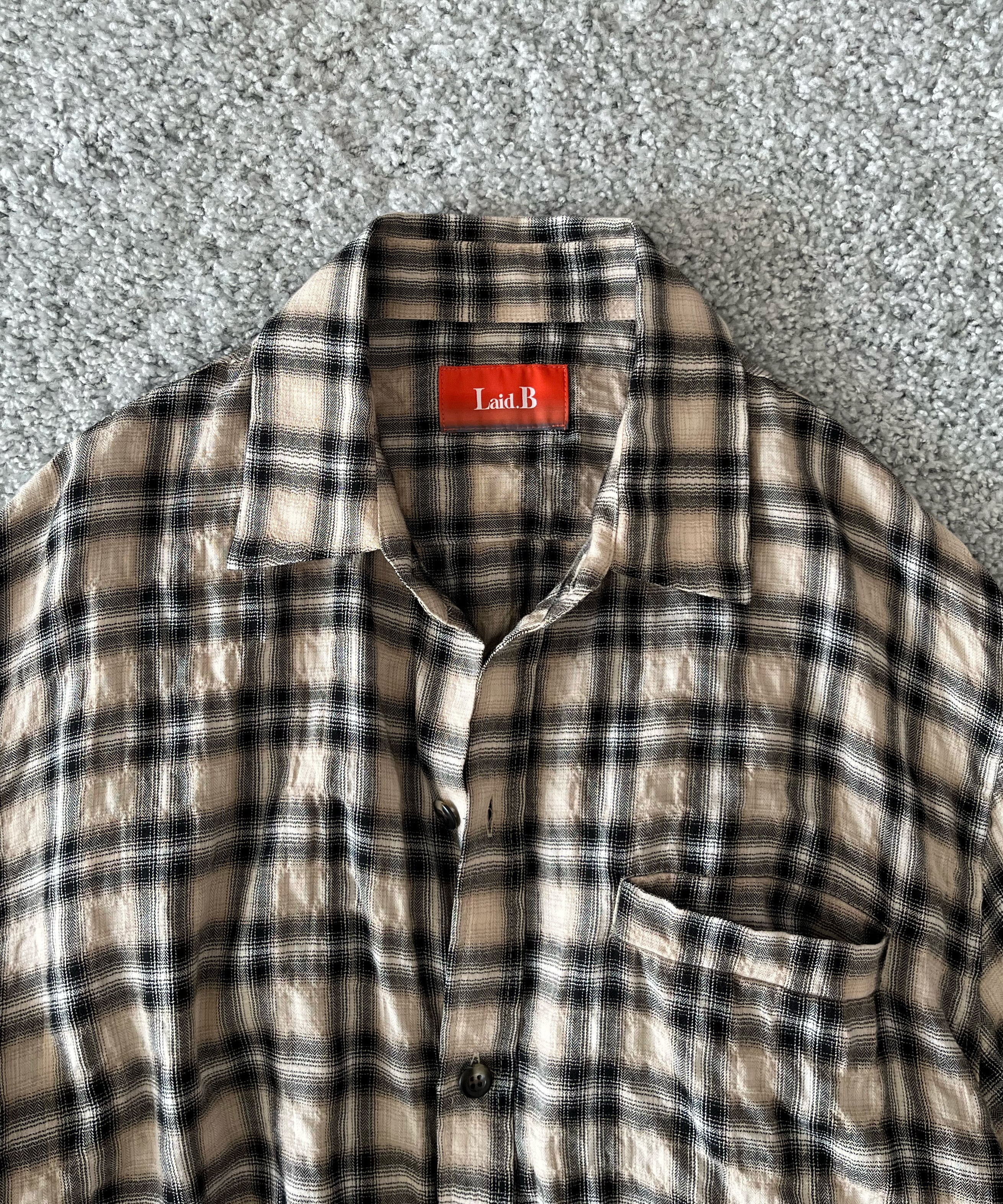 Laid.B Wet rag check shirts "BEIGE"
