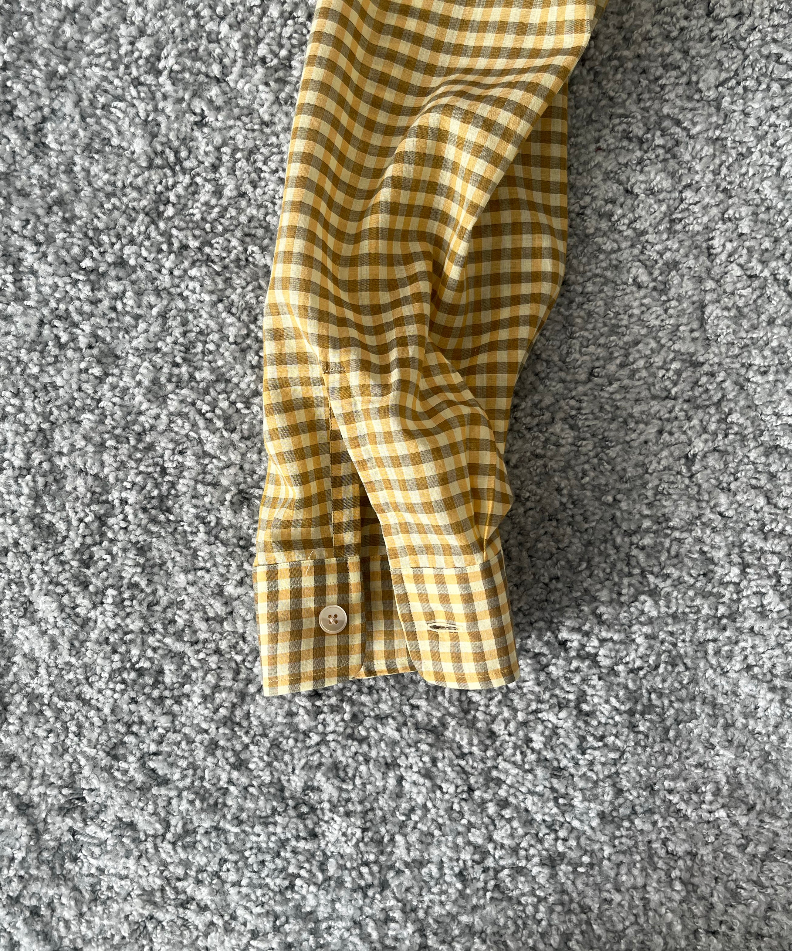 AURALEE Airy light cotton check big shirt "MUSTARD GINGHAM CHECK"