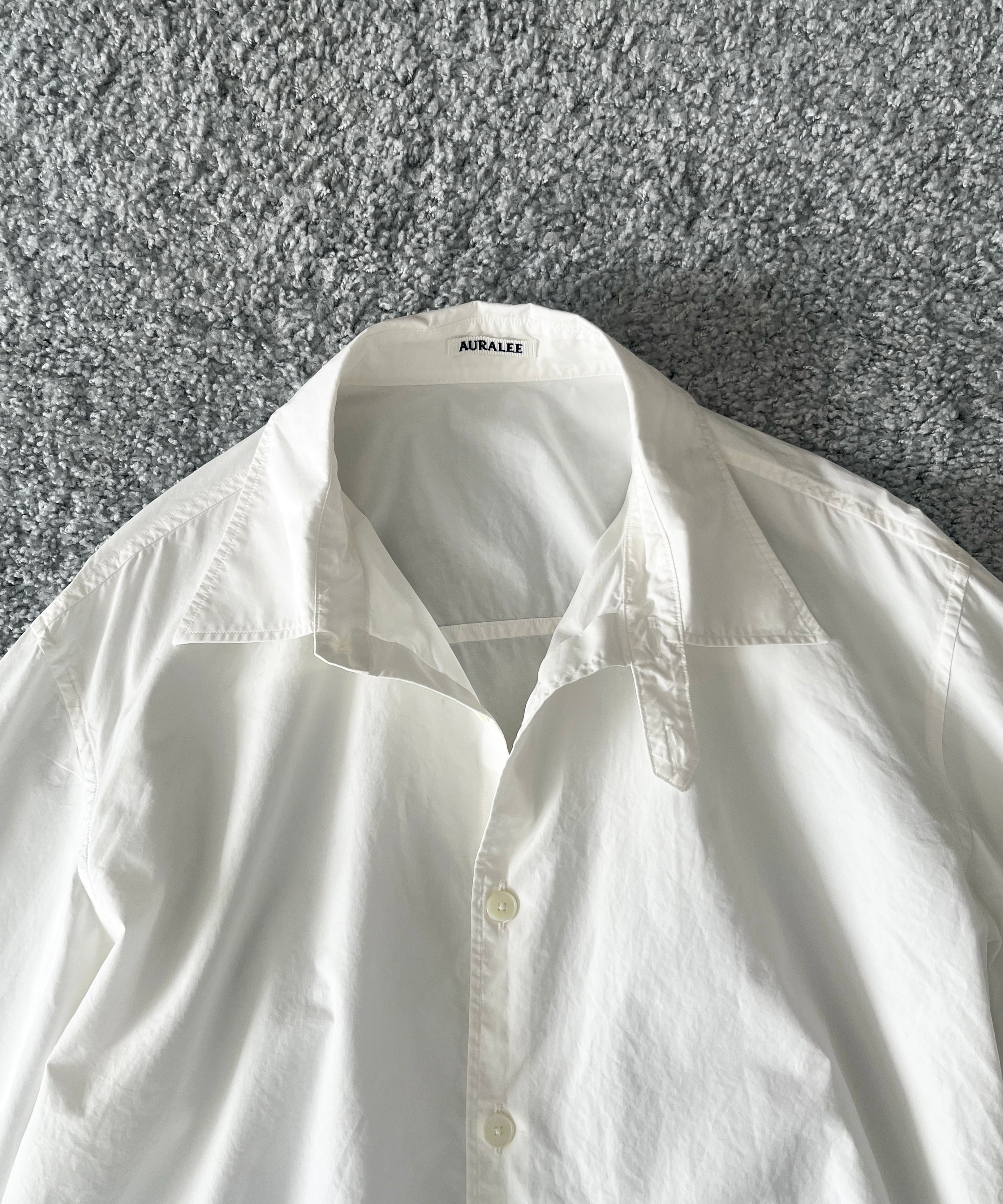 AURALEE Garment-dyed finx shuttle weather shirt "WHITE"