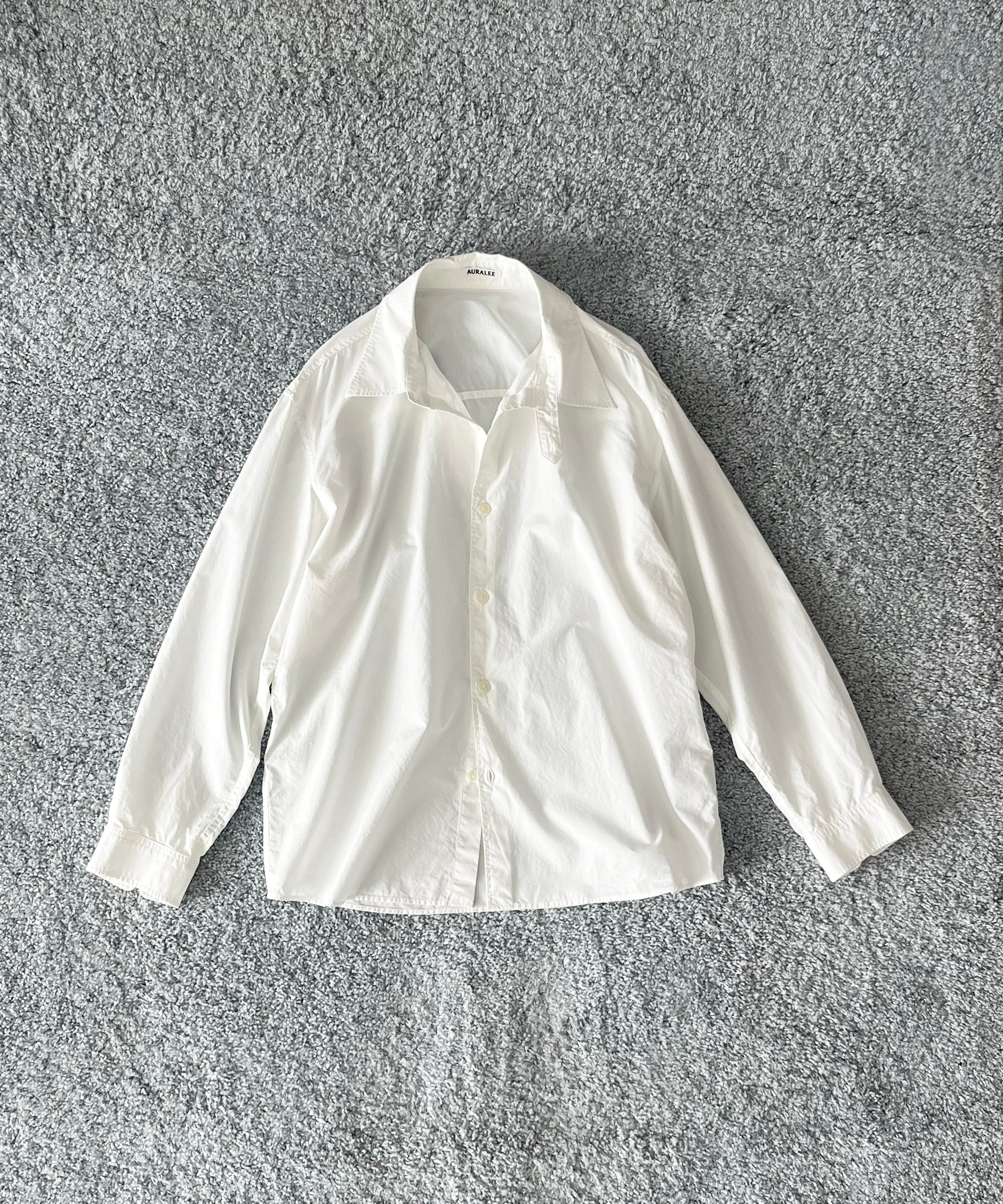 AURALEE Garment-dyed finx shuttle weather shirt "WHITE"