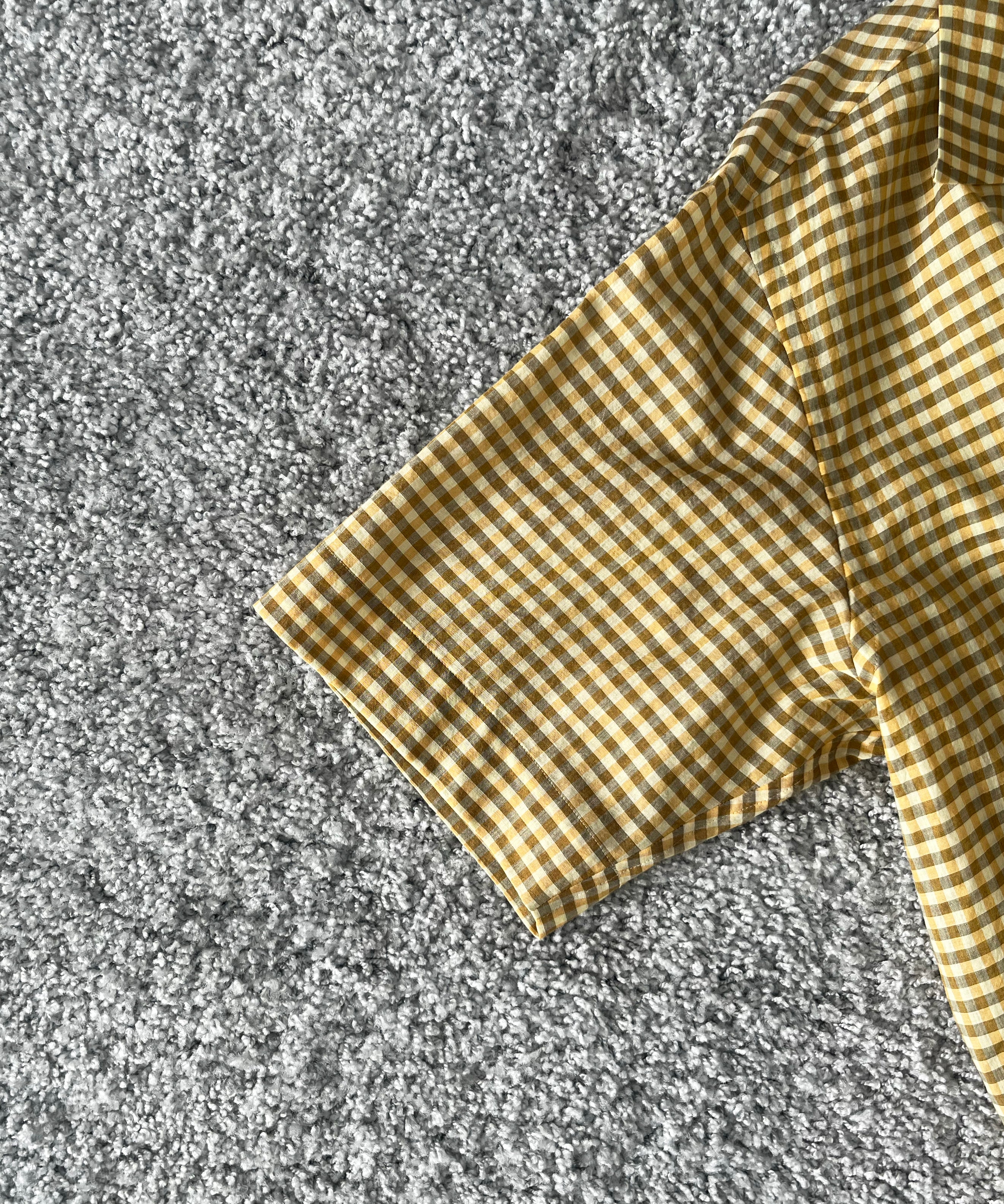 AURALEE Airy light cotton check half sleeved shirt "MUSTARD GINGHAM CHECK"