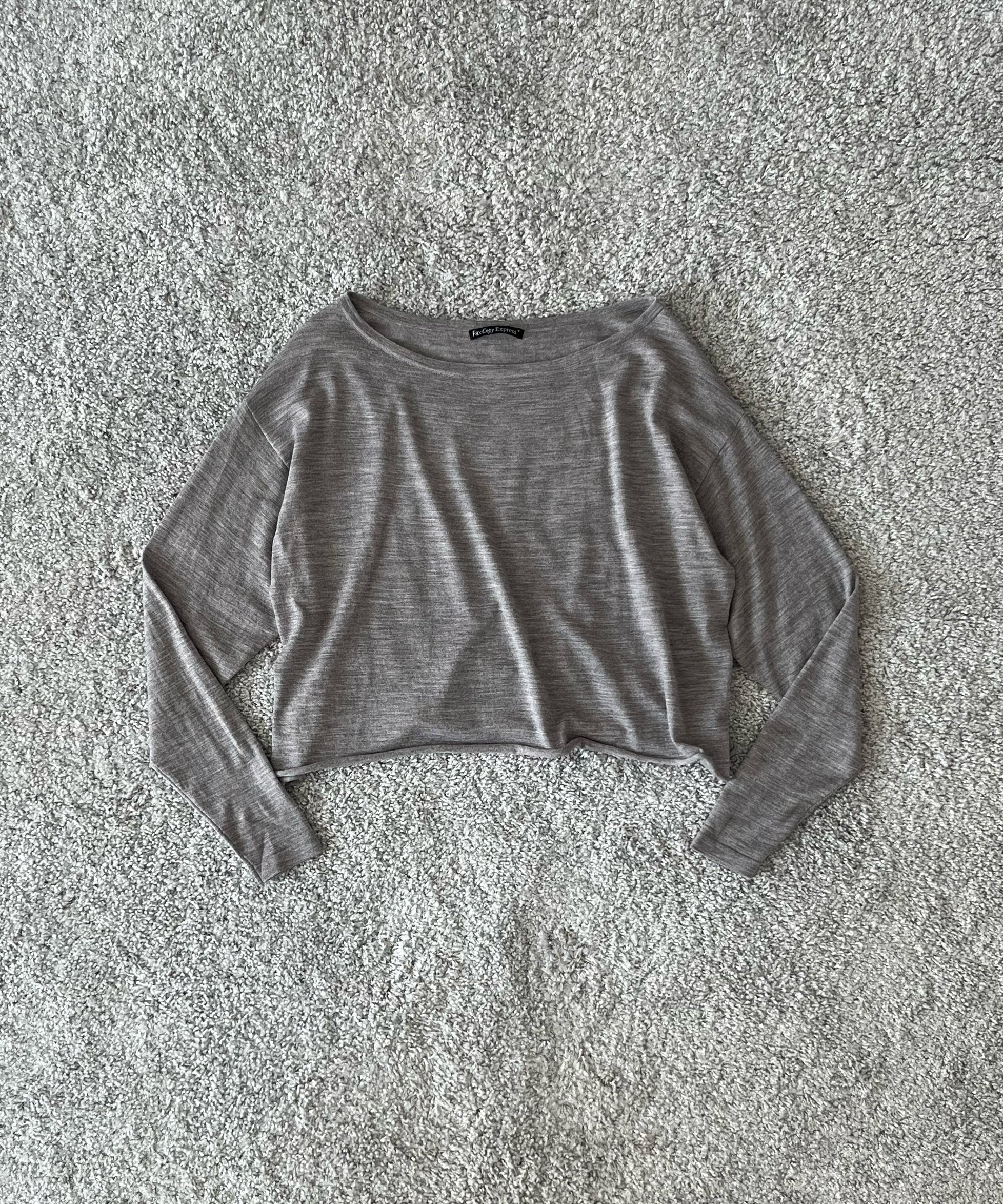 Fax Copy Express Afternoon stretch air off-shoulder top "LIGHT GREY"