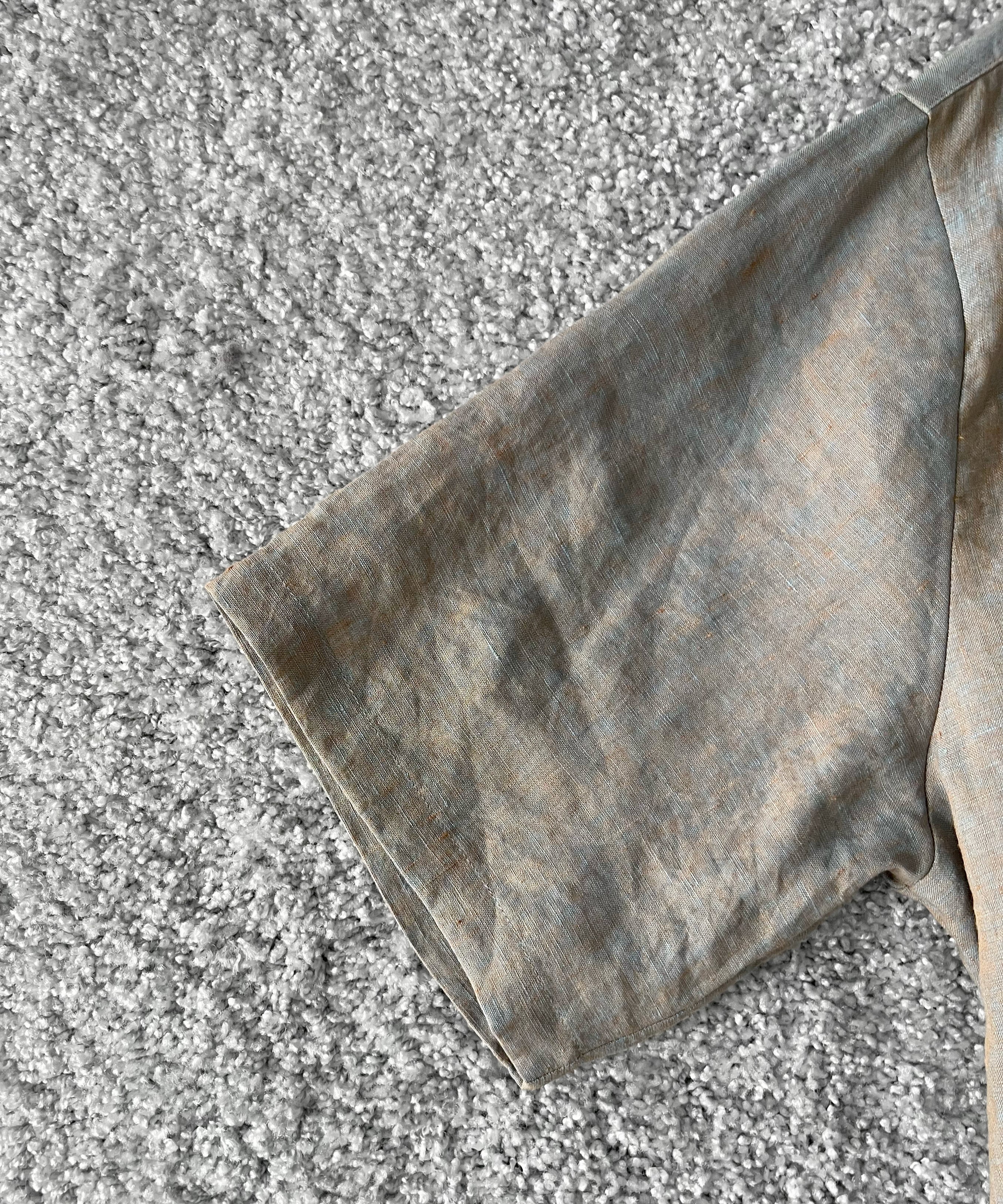 WHOWHAT Hemp chambry open collar shirt "MUNCH GRAY"