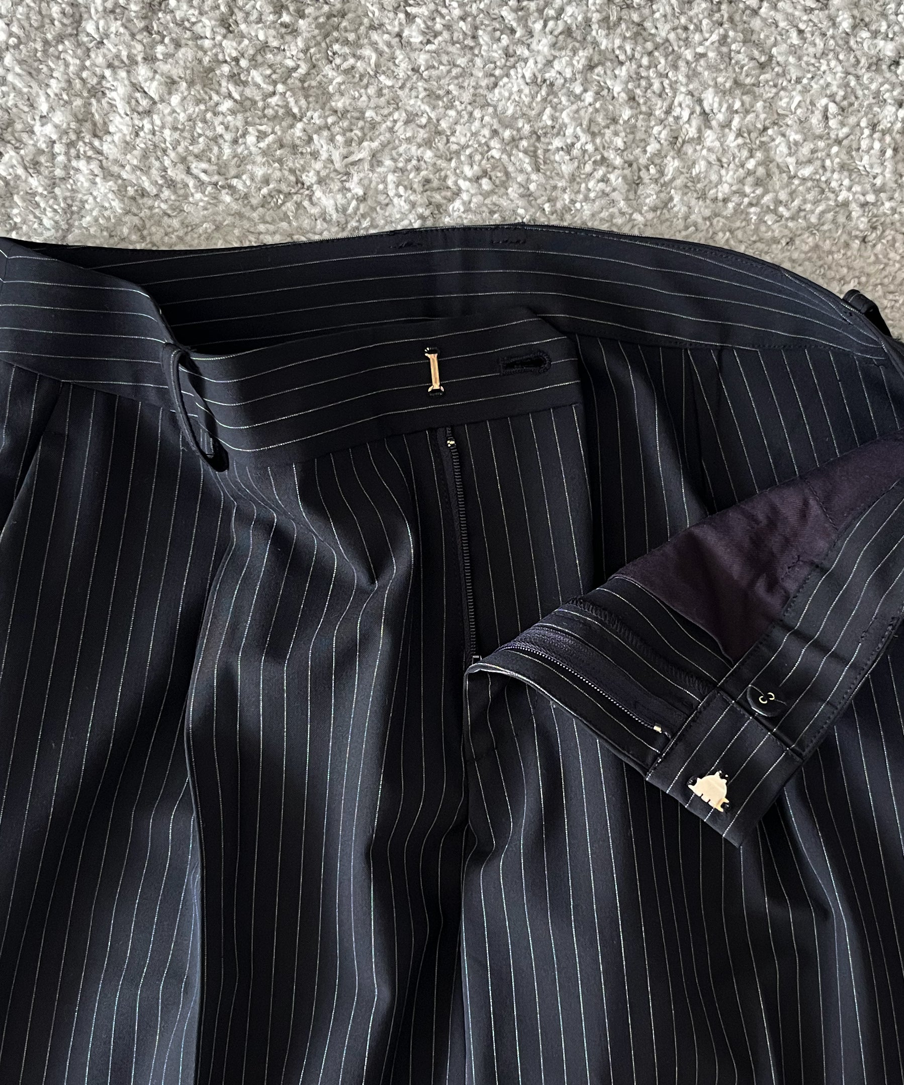 KAIKO Low rise slacks "NAVY STRIPE"