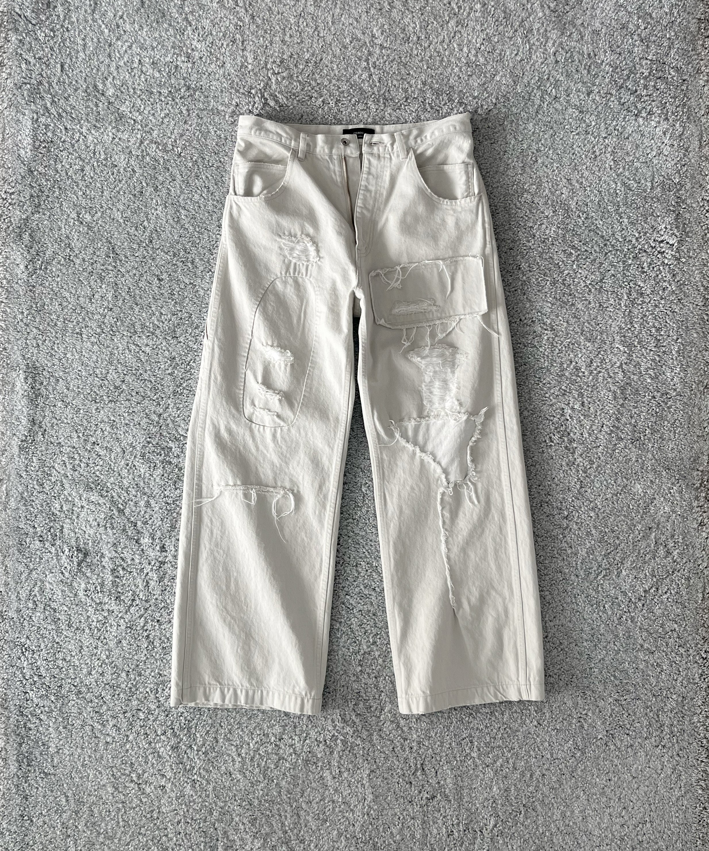 ensou. Scar tissue painter jeans "IVORY"