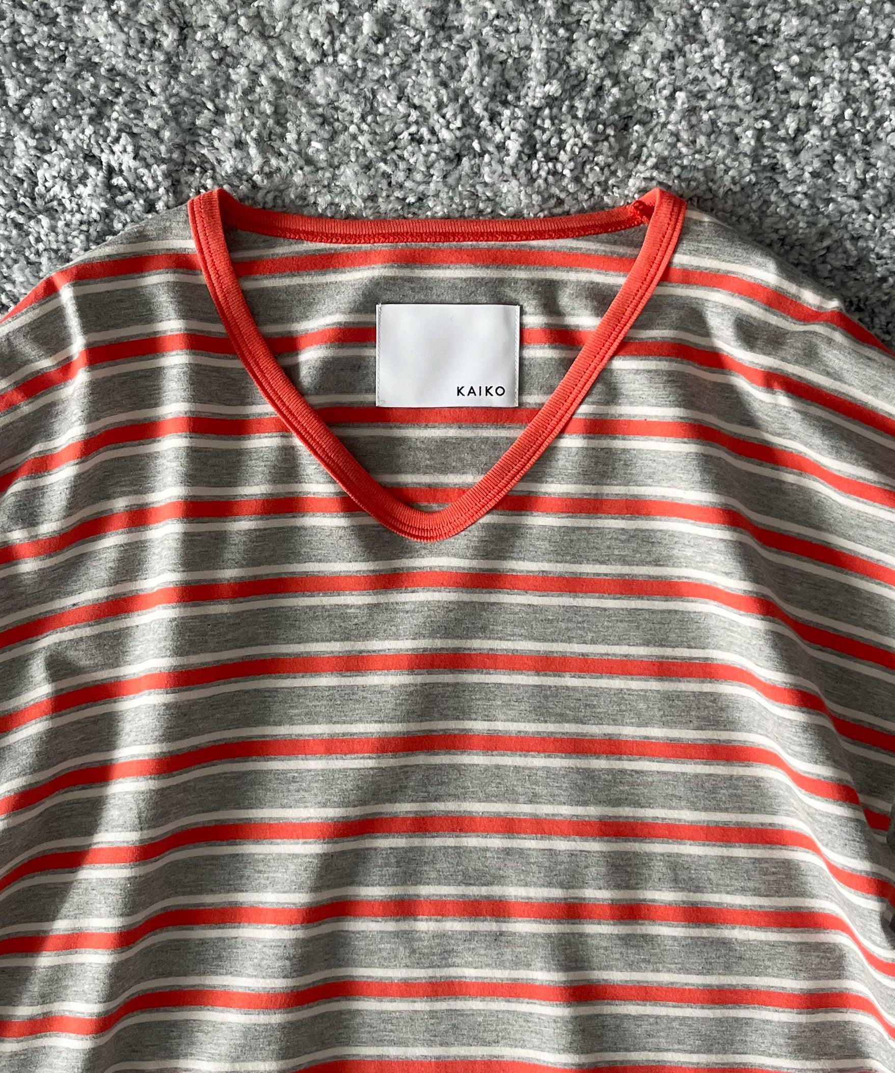 KAIKO V neck border l/s t-shirt “RED”