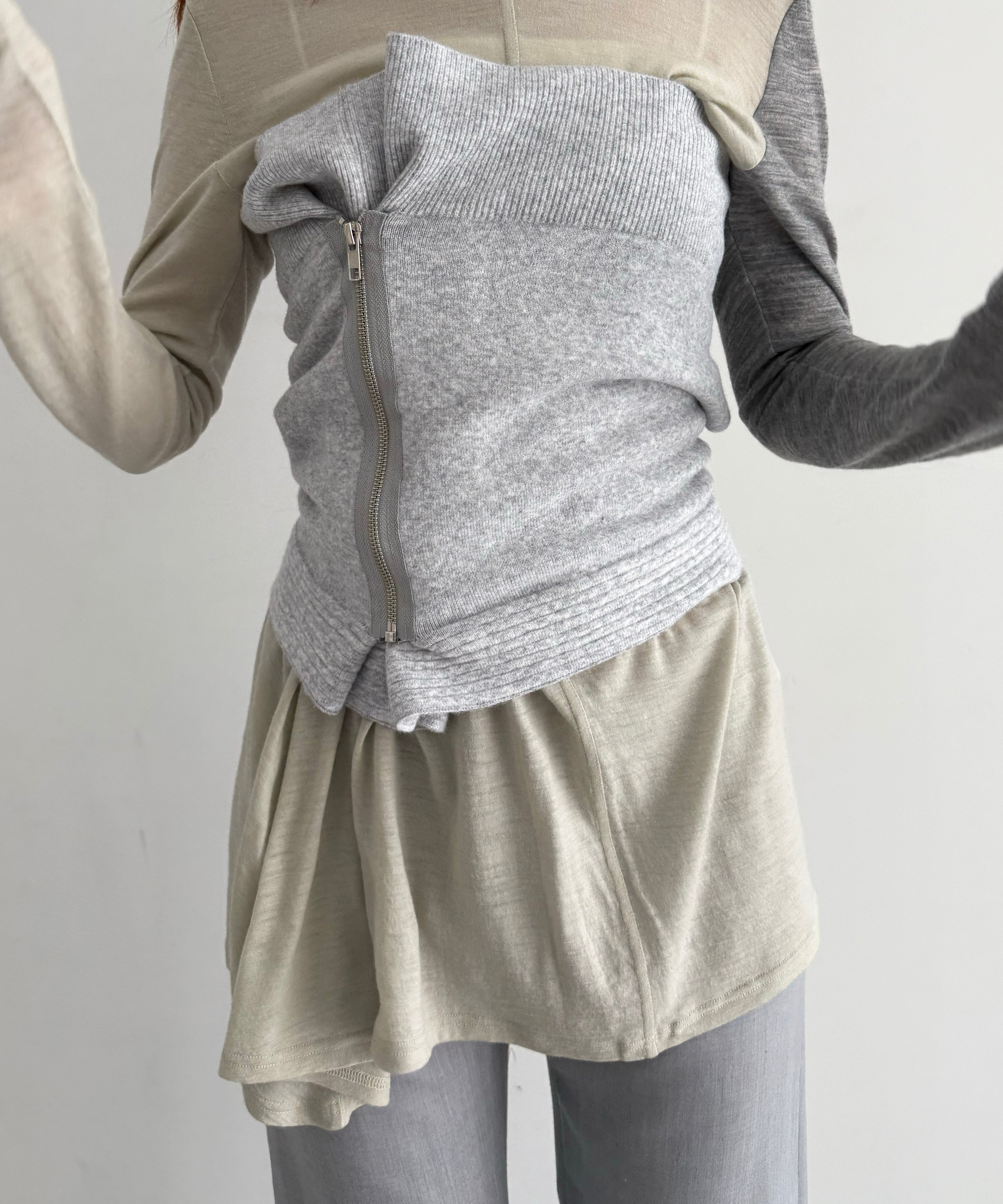 ULIKASANCTUS Zip knit tube top "SOFT TERRACOTTA"