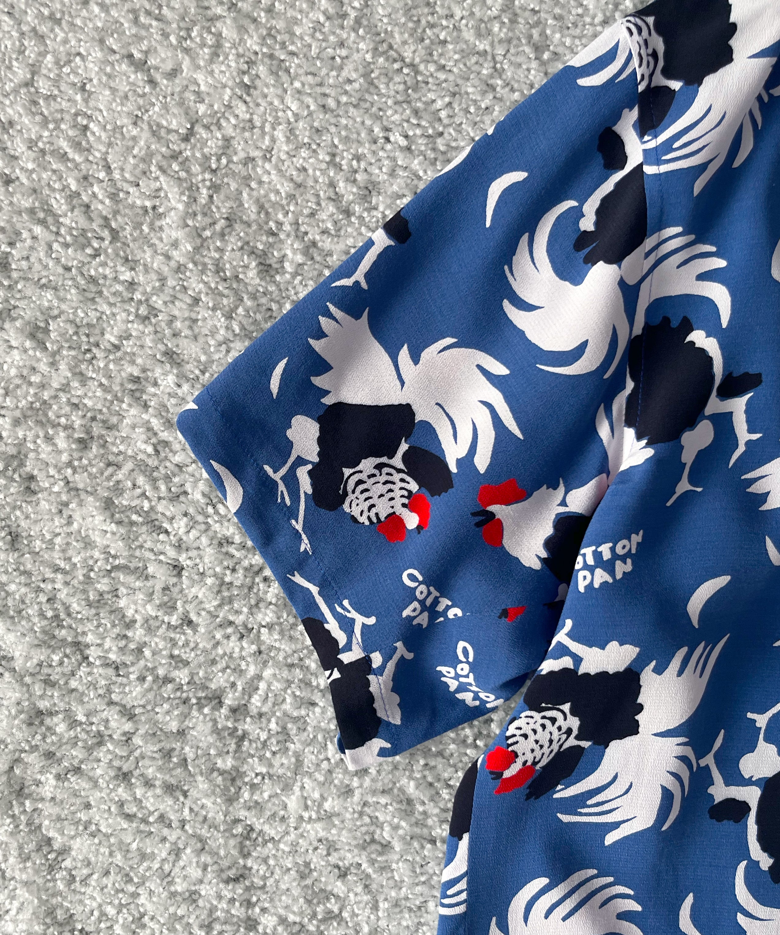 COTTON PAN Rooster s/s レーヨンシャツ "BLUE"