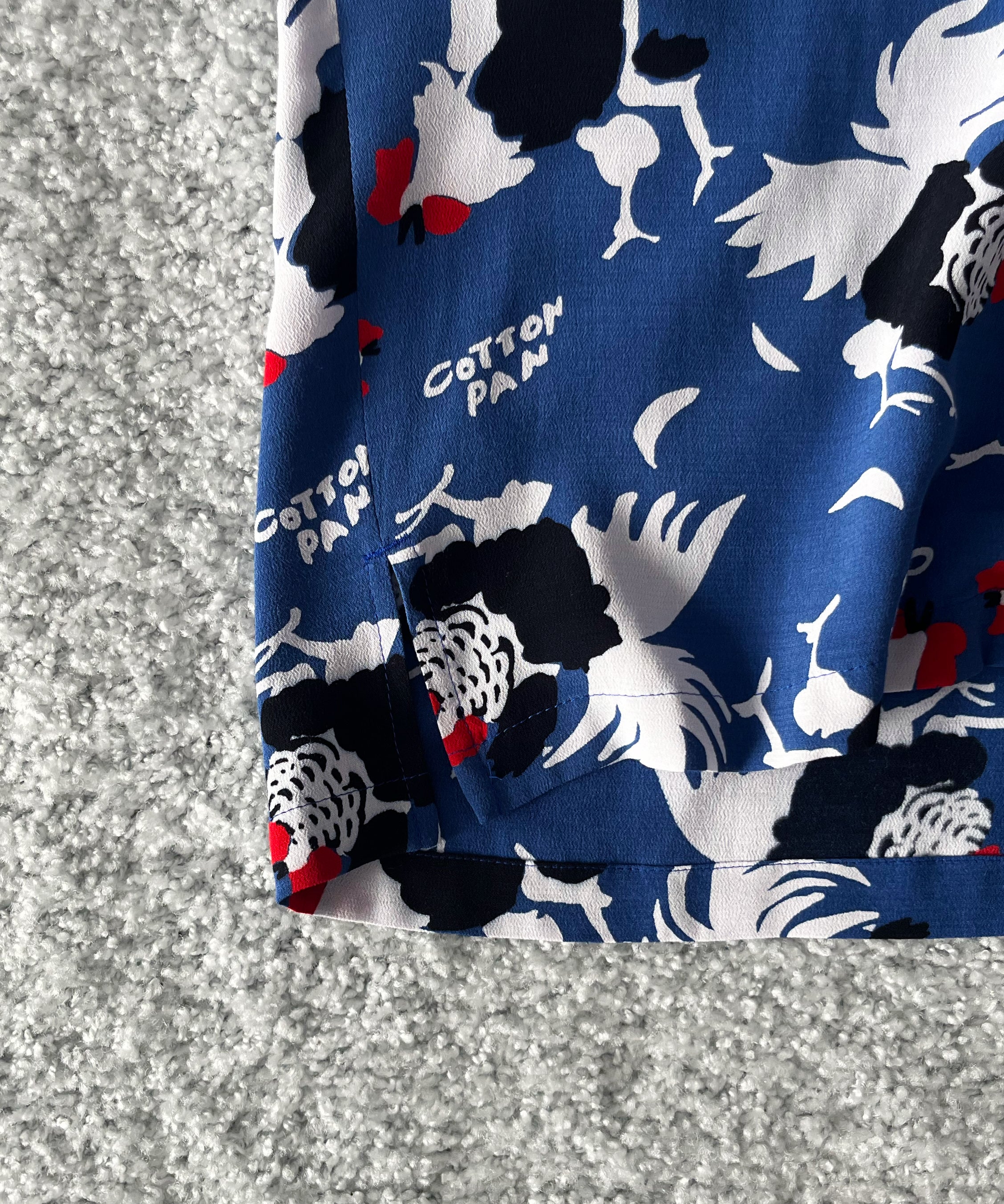 COTTON PAN Rooster s/s レーヨンシャツ "BLUE"