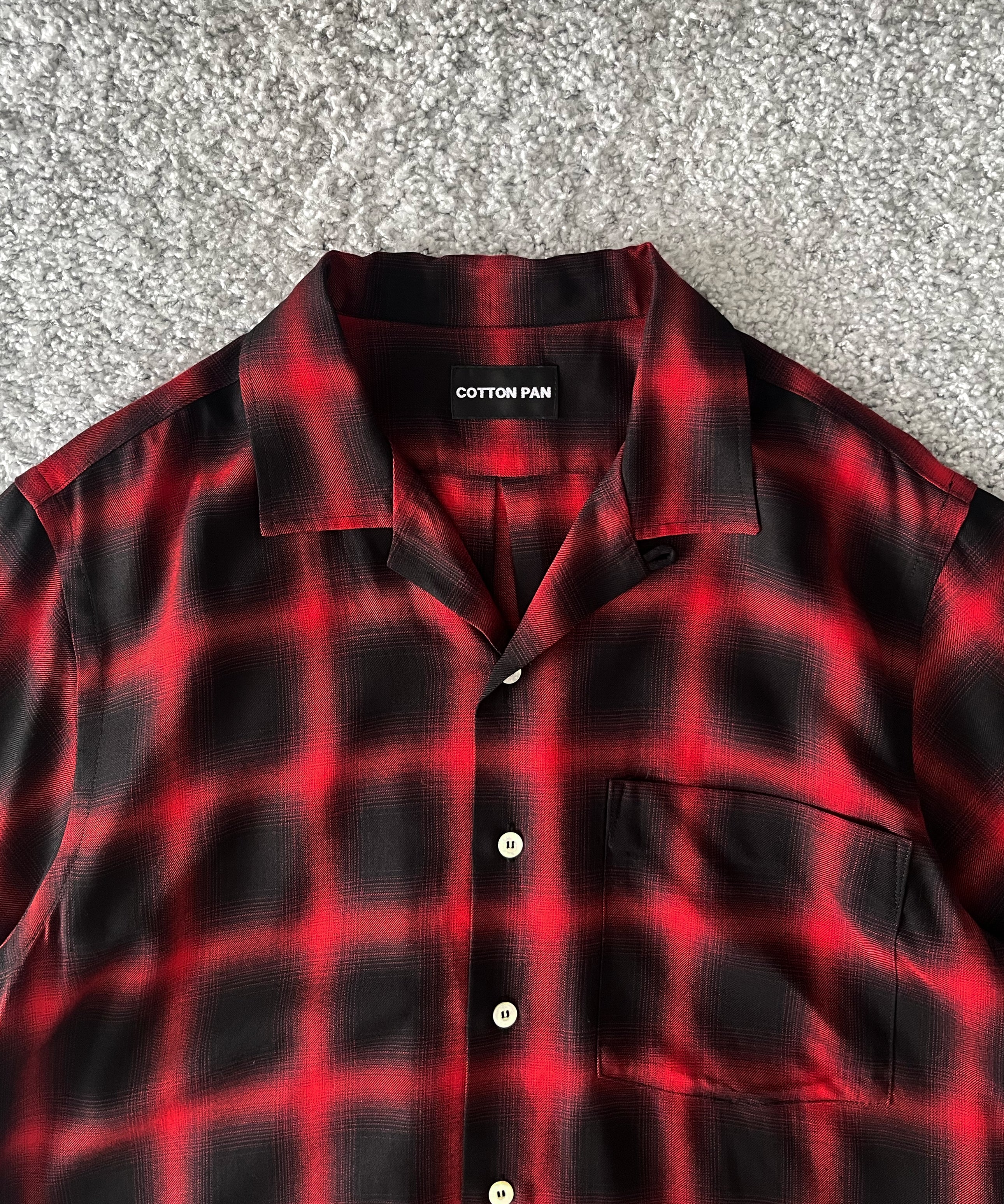 COTTON PAN Soho s/s オンブレシャツ "RED×BLACK"