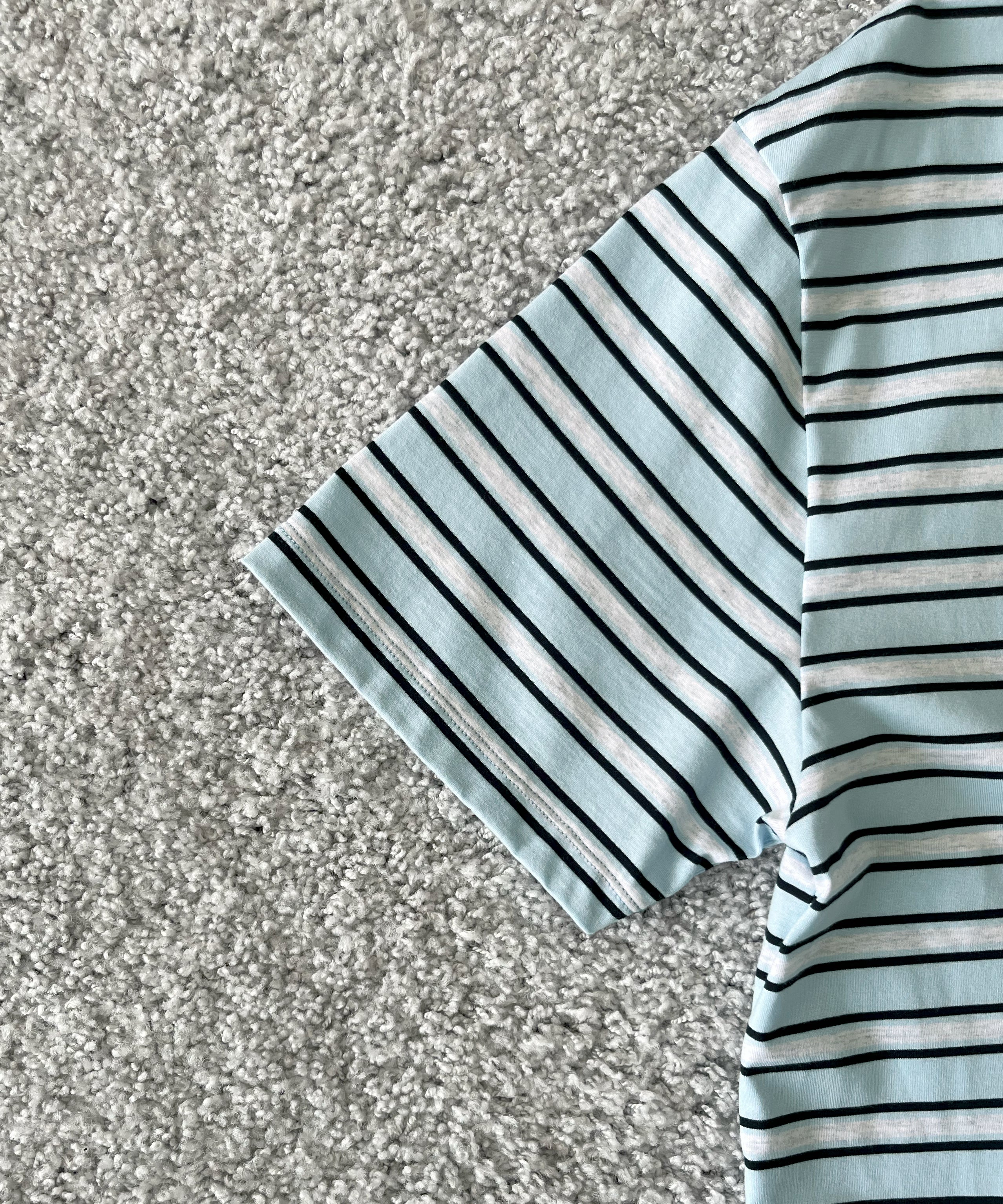 KAIKO V neck border t-shirts "SAX"