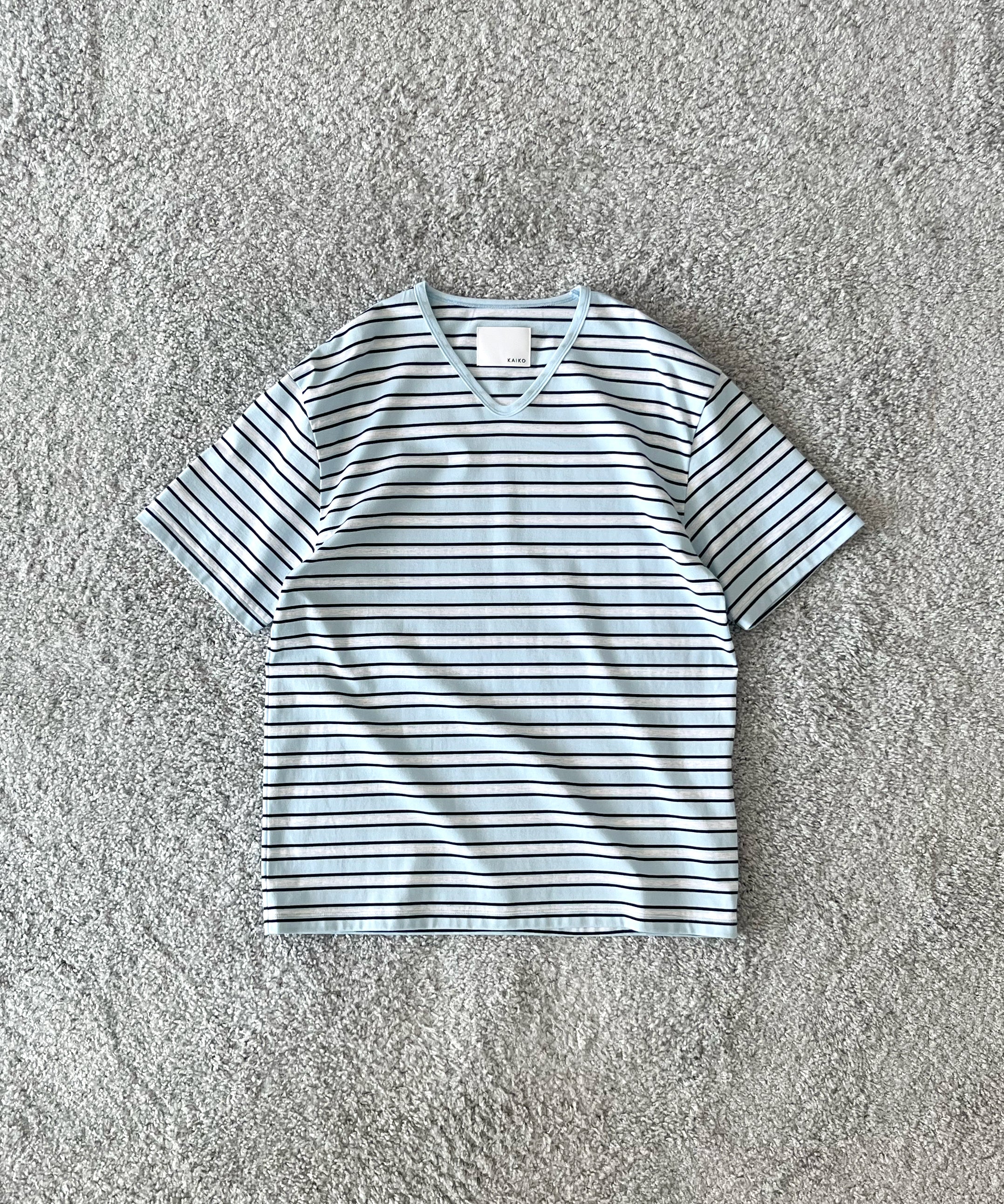 KAIKO V neck border t-shirts "RED"
