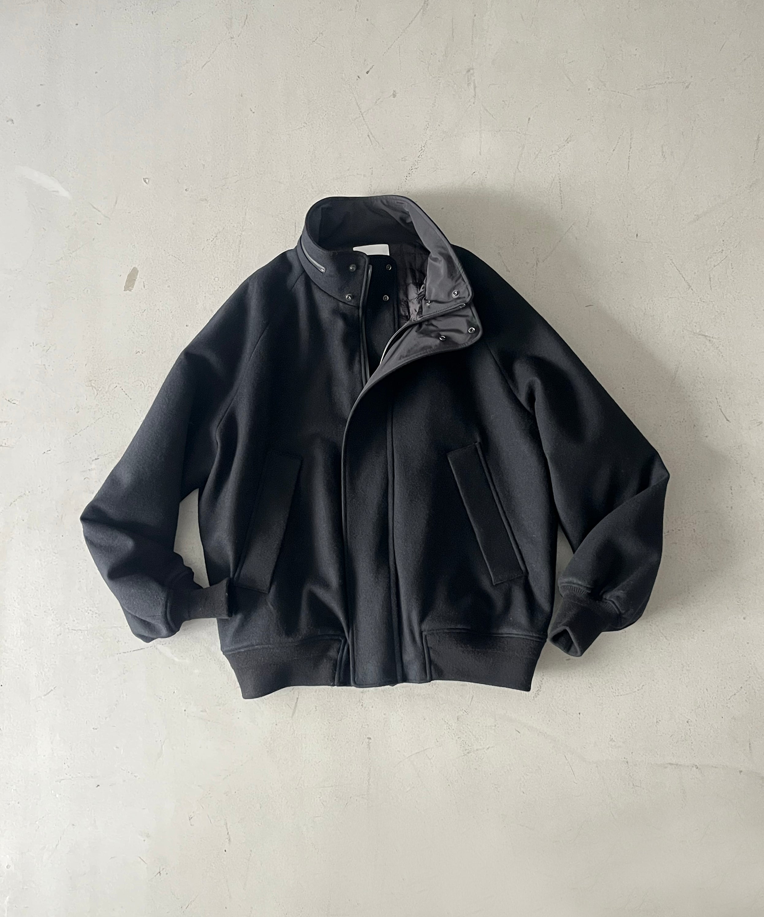 KAIKO Water-repellent wool melton blouson "BLACK"