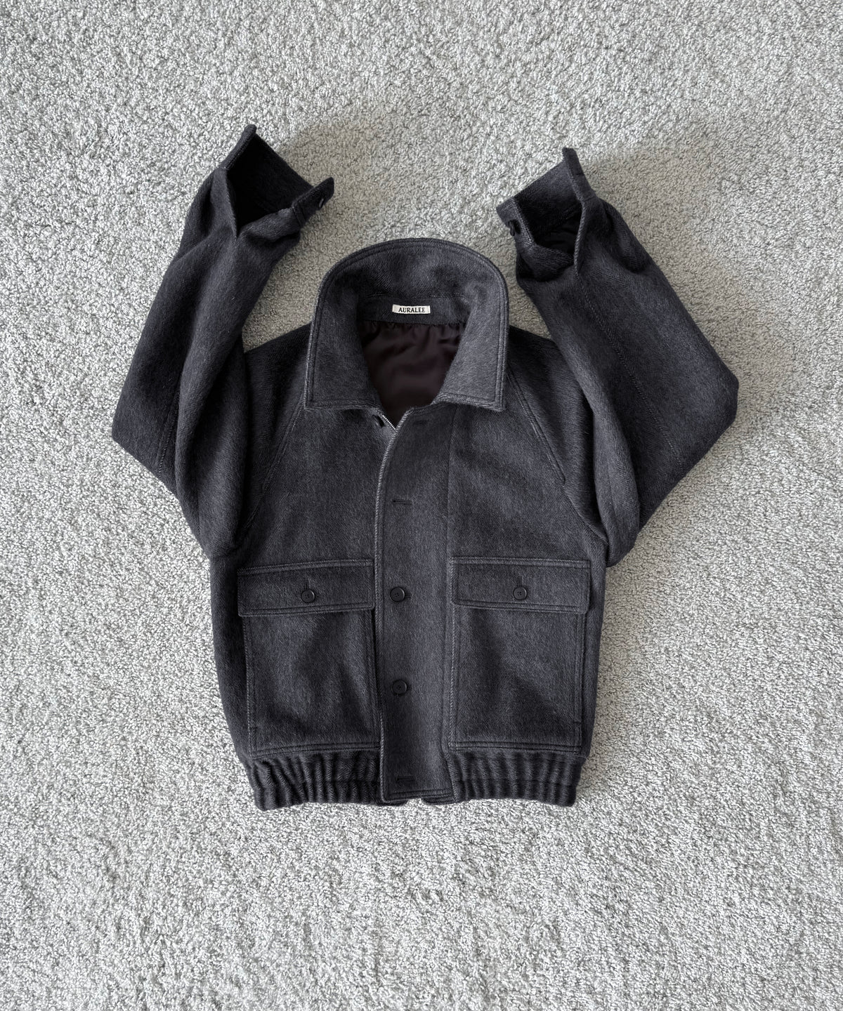 AURALEE Hairy wool mohair chambray blouson “DARK GRAY”